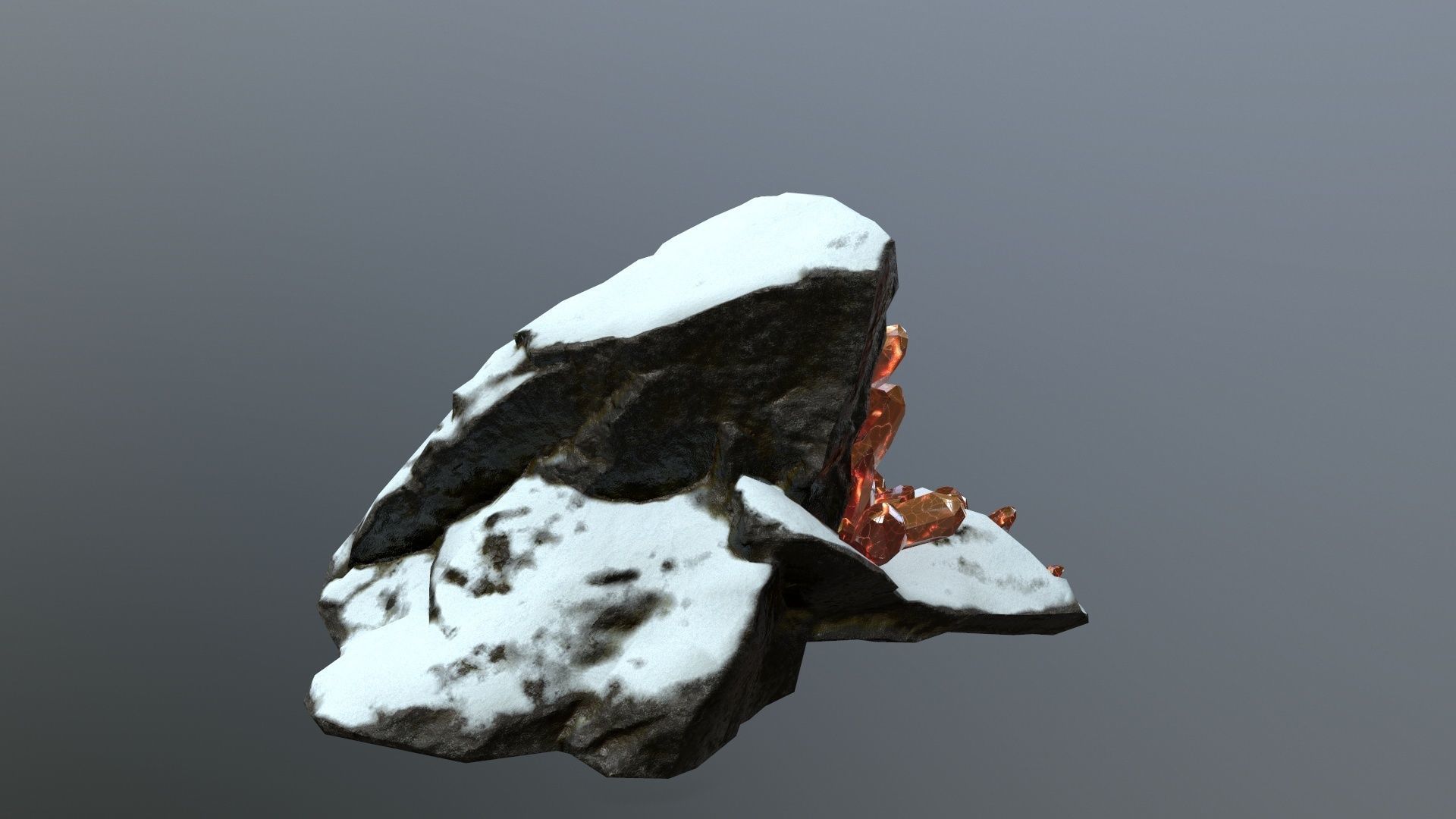 Crystal Set rock with snow Low-poly 3D model_9