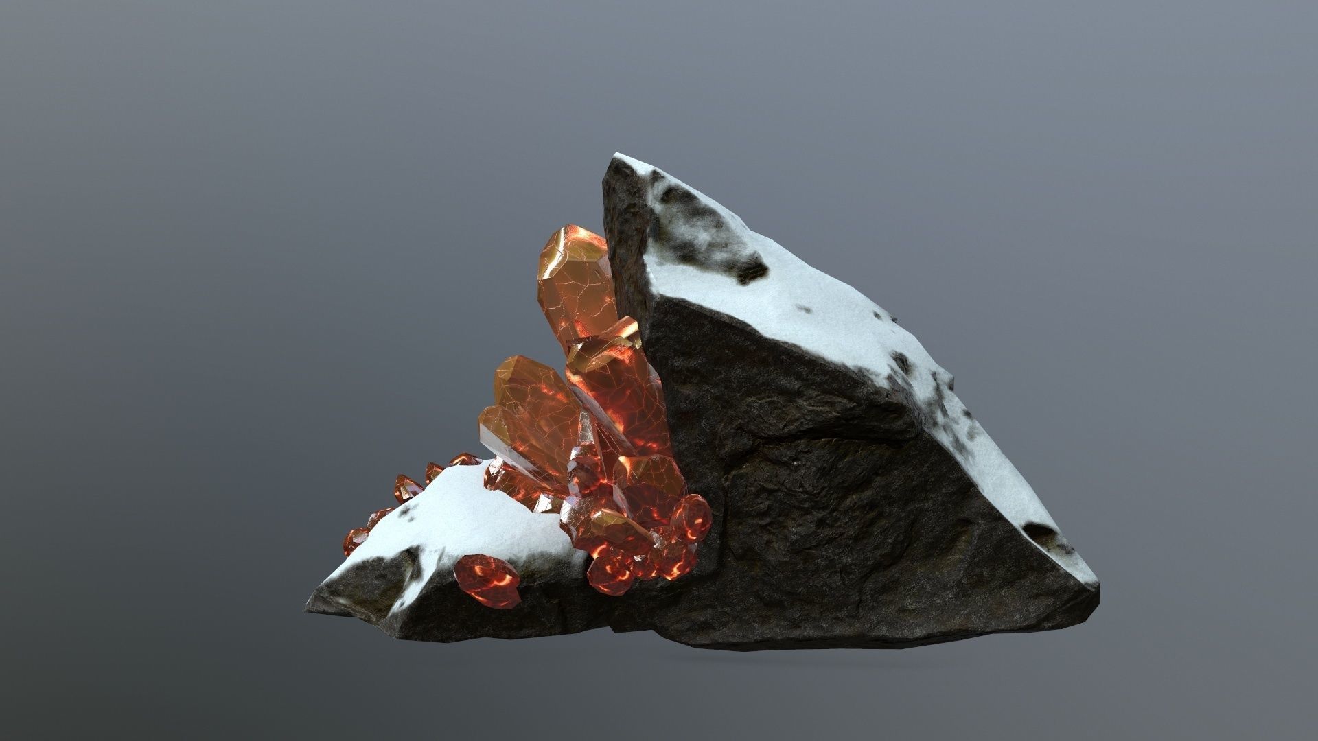 Crystal Set rock with snow Low-poly 3D model_4
