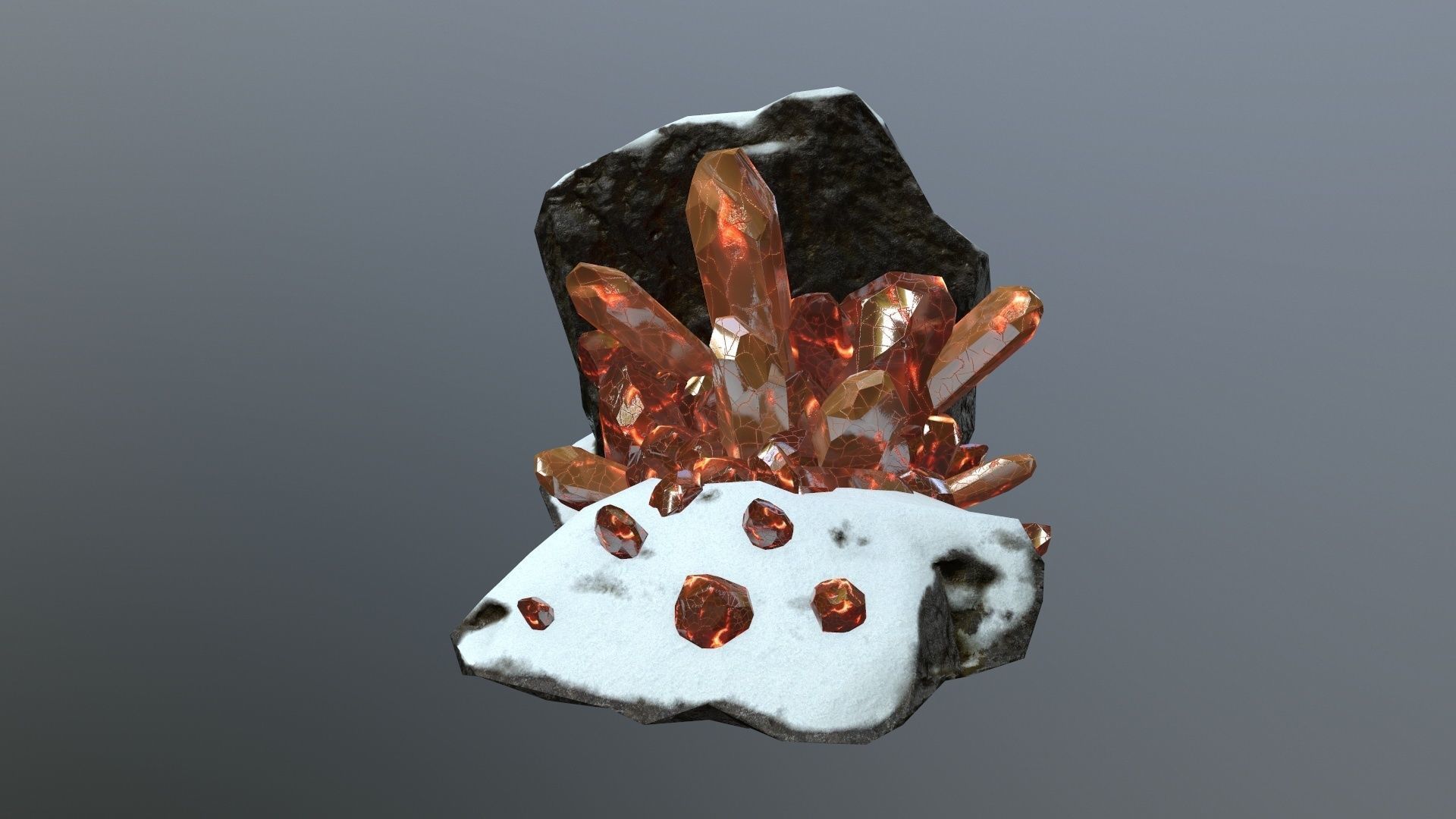 Crystal Set rock with snow Low-poly 3D model_6