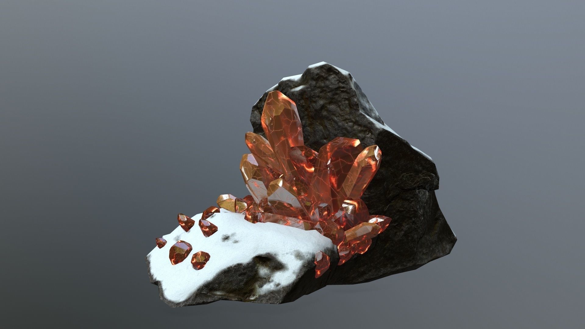 Crystal Set rock with snow Low-poly 3D model_5