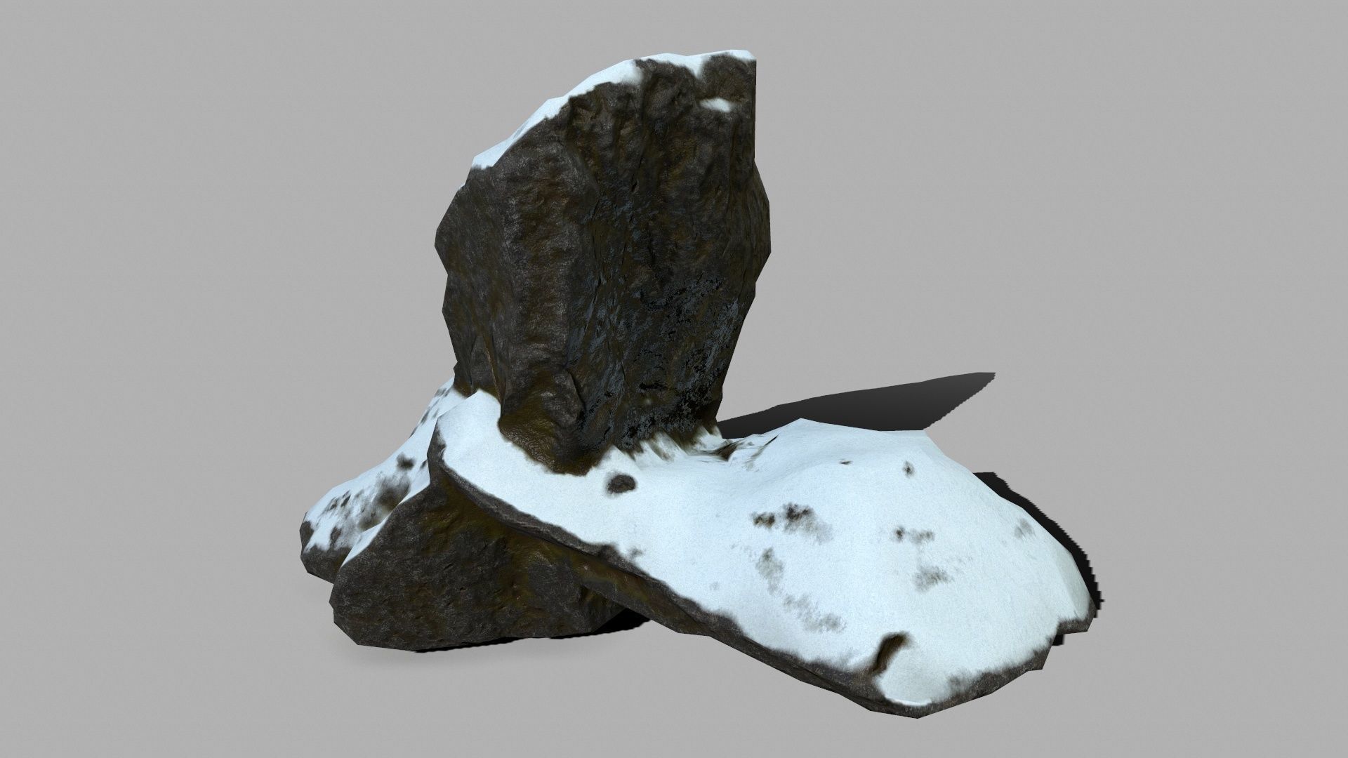 Crystal Set rock with snow Low-poly 3D model_12