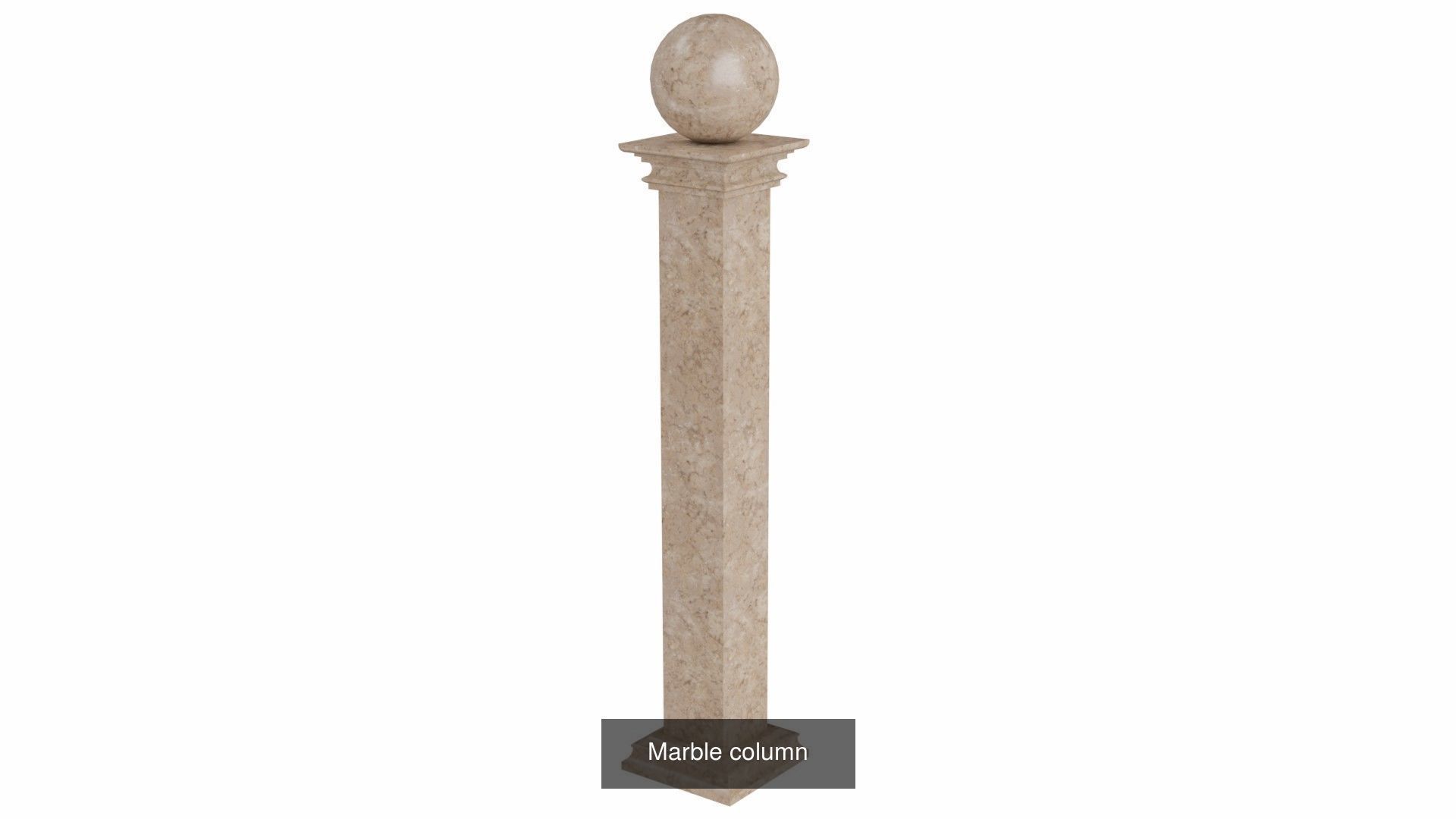 Column marble with square base 3D Model Collection_4