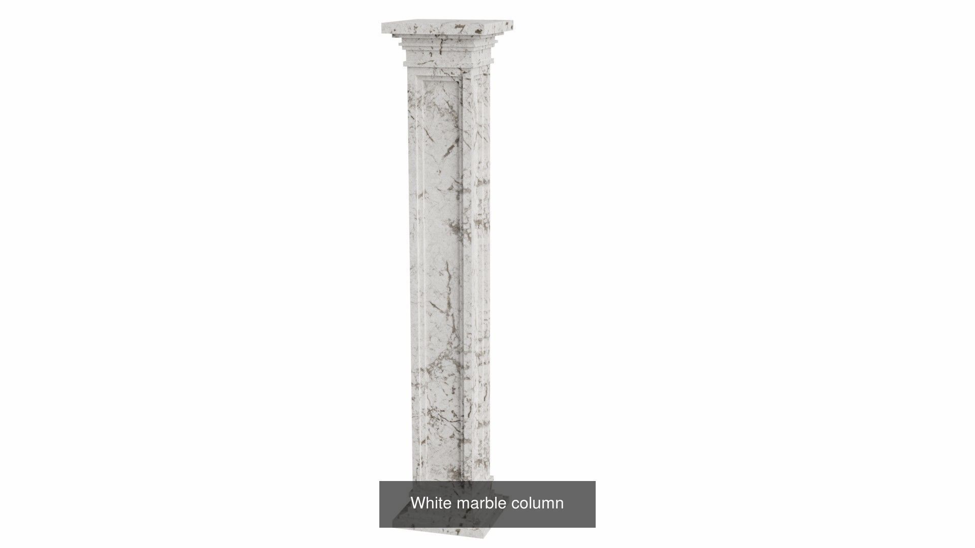 Column marble with square base 3D Model Collection_6