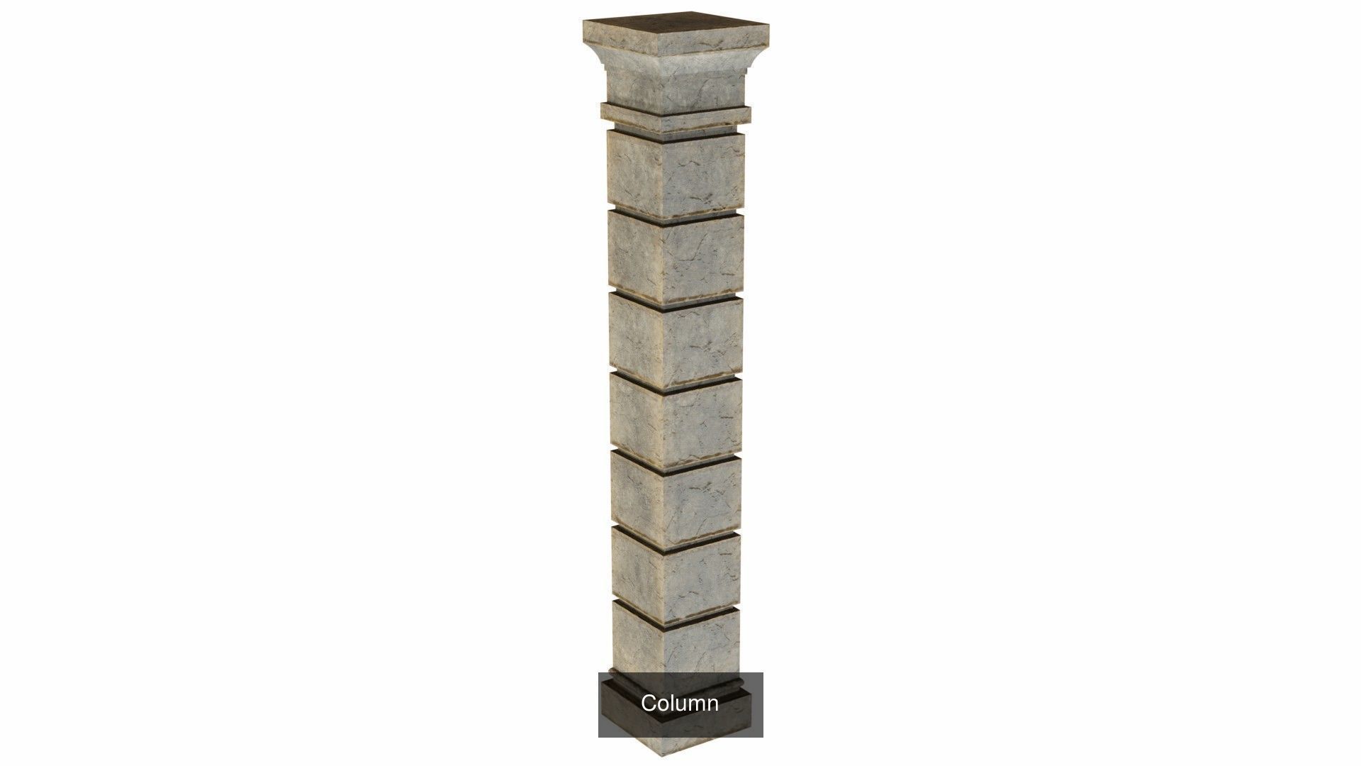 Column marble with square base 3D Model Collection_9