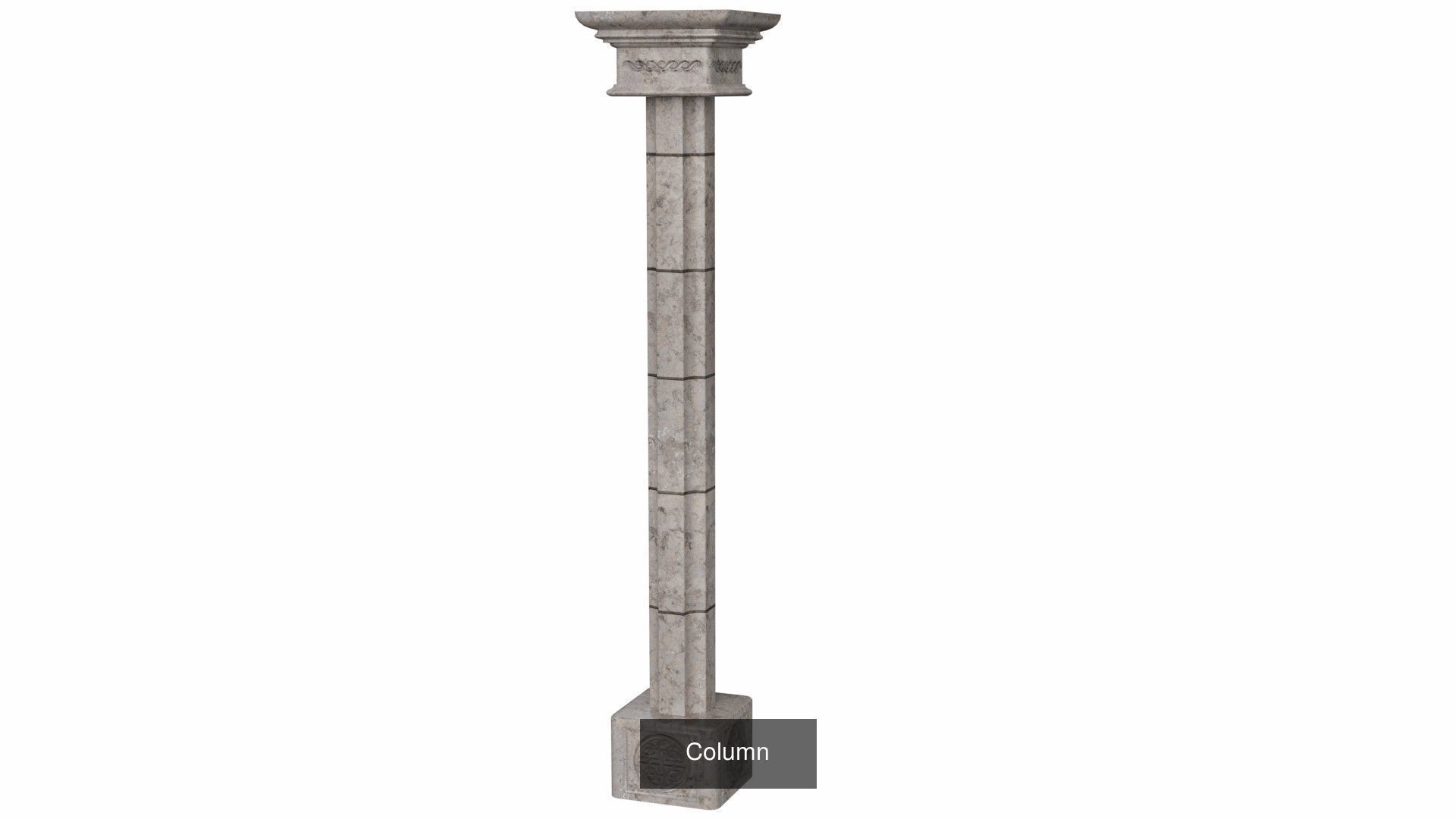 Column marble with square base 3D Model Collection_7