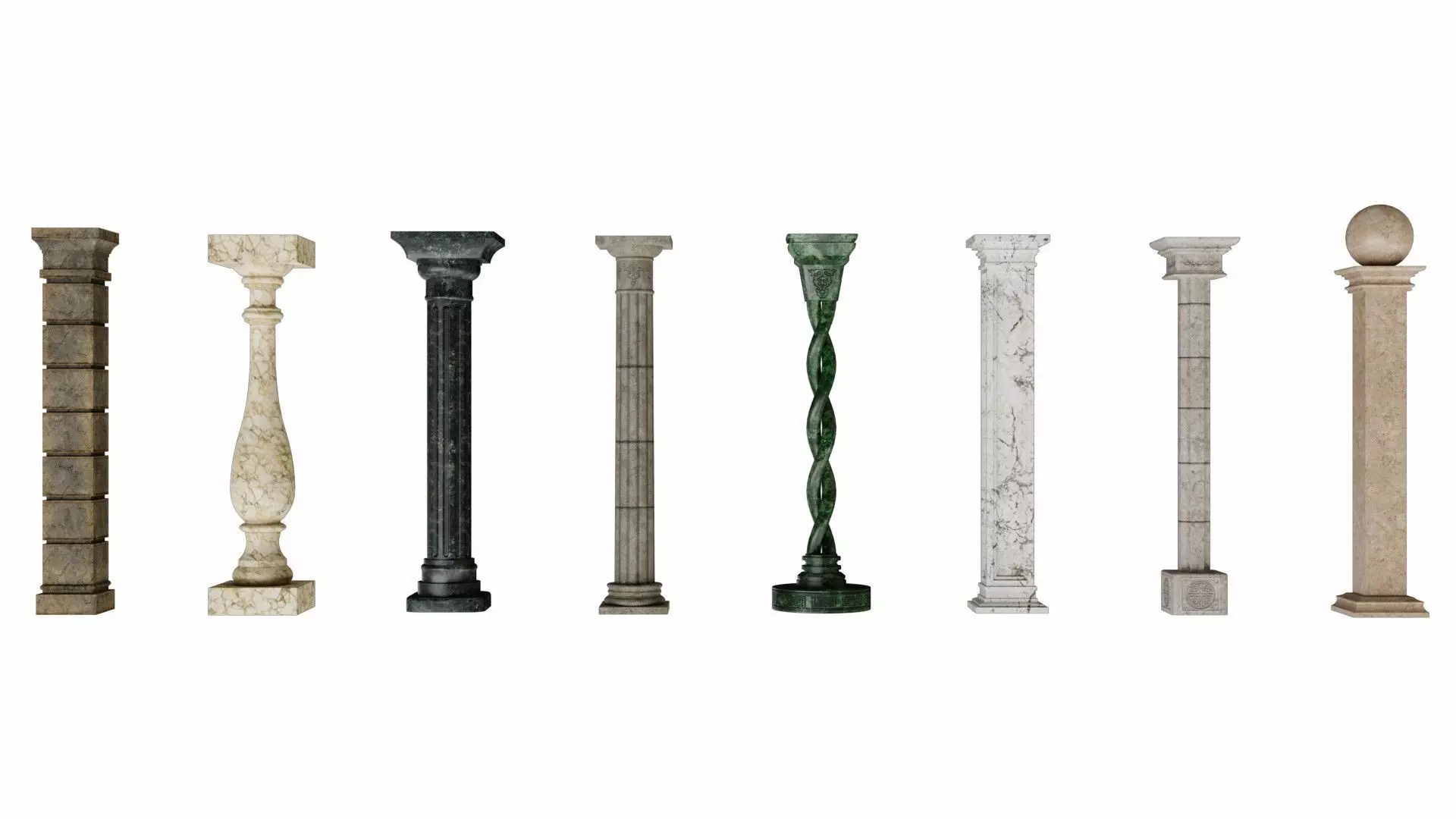 Column marble with square base 3D Model Collection_0