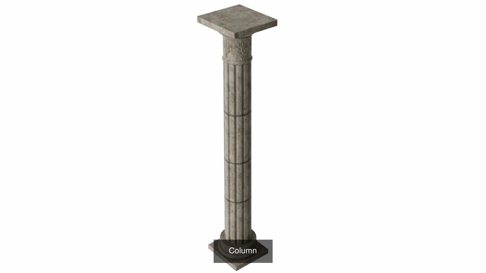 Column marble with square base 3D Model Collection_8