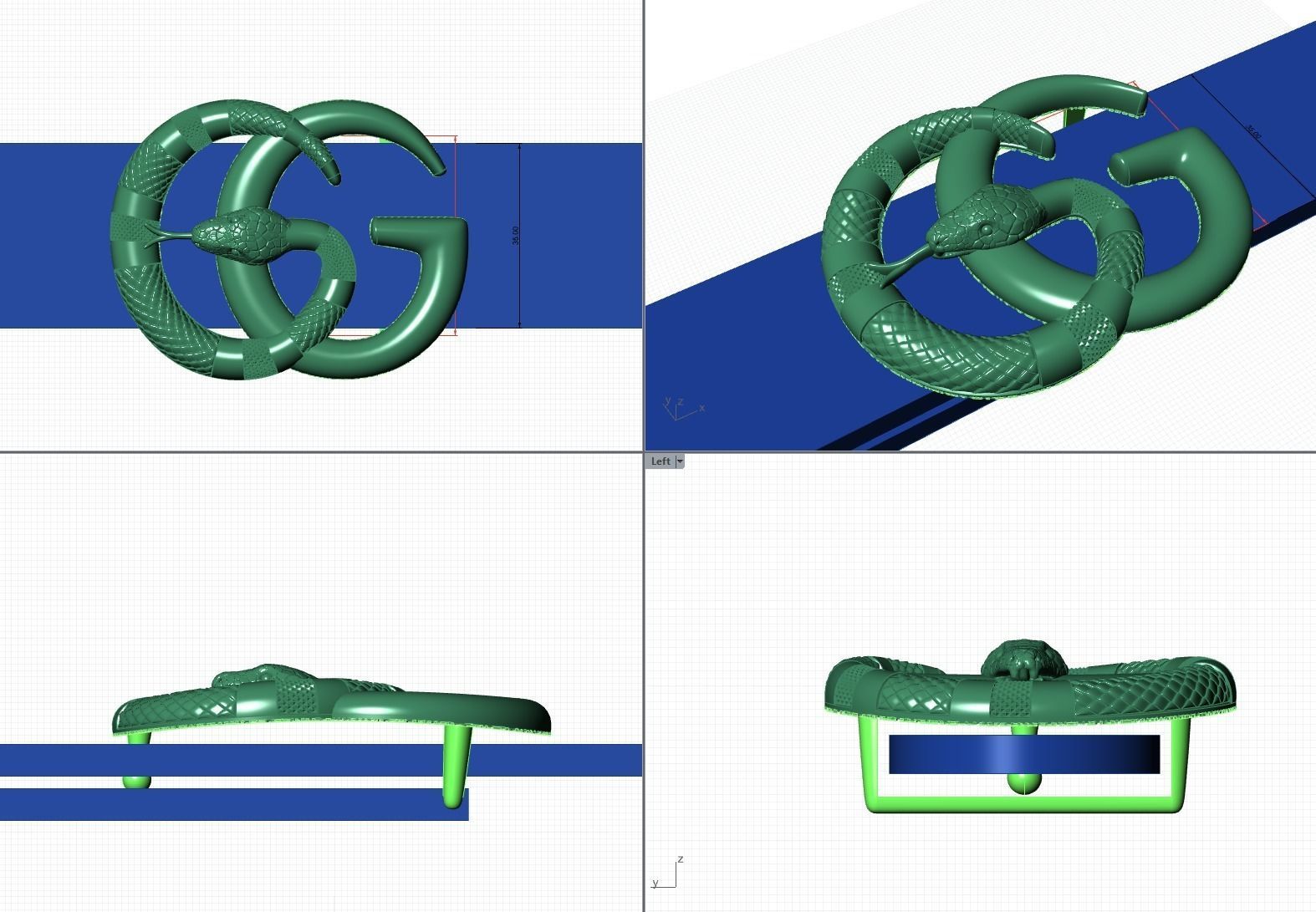 Snake Belt Buckle  3D print model_9