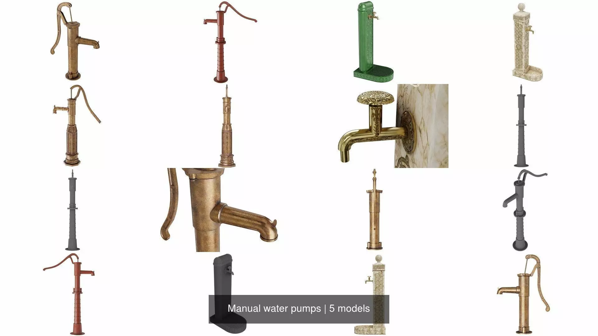 Manual water pumps 3D Model Collection_1