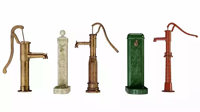 Manual water pumps 3D Model Collection