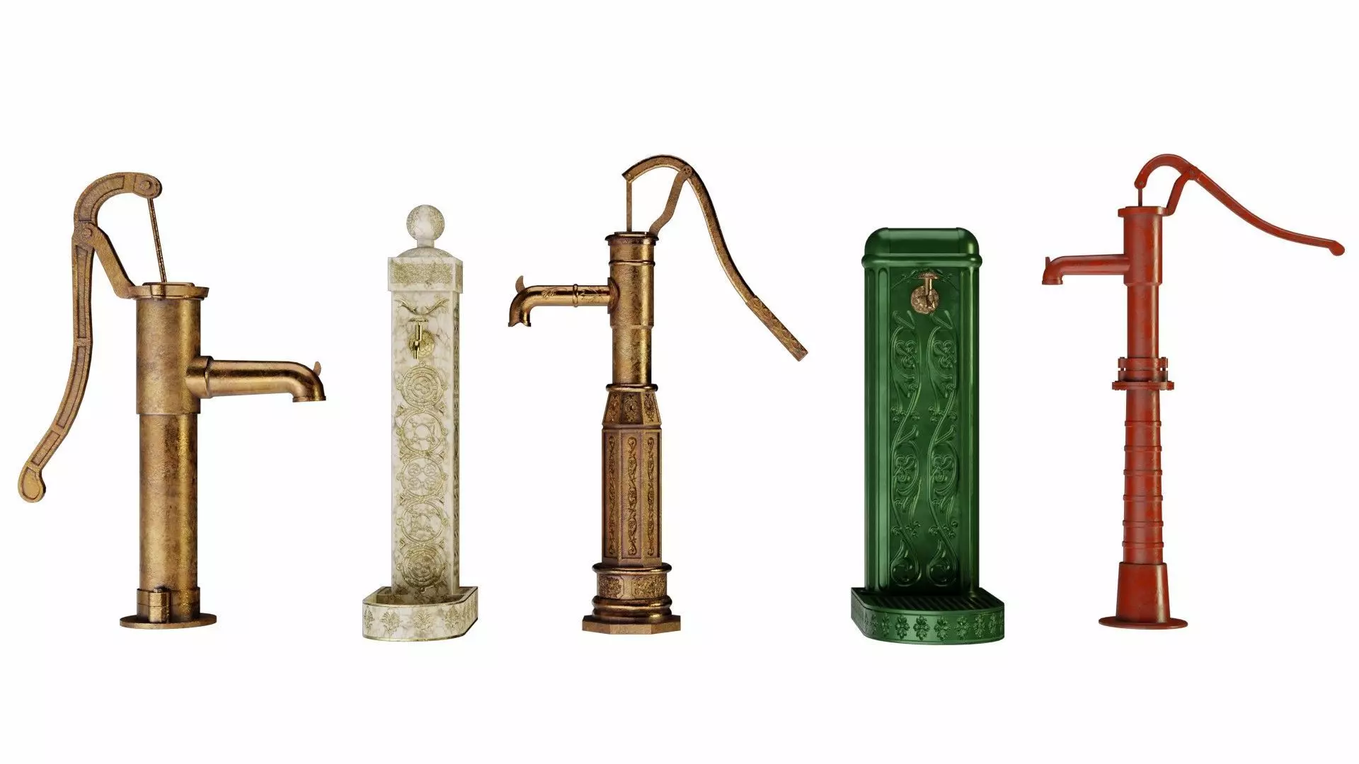 Manual water pumps 3D Model Collection_0