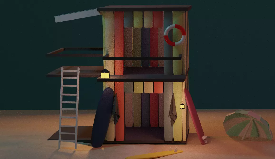 Beach house Free low-poly 3D model