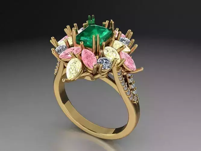 Ring with multi-colored stone   526
