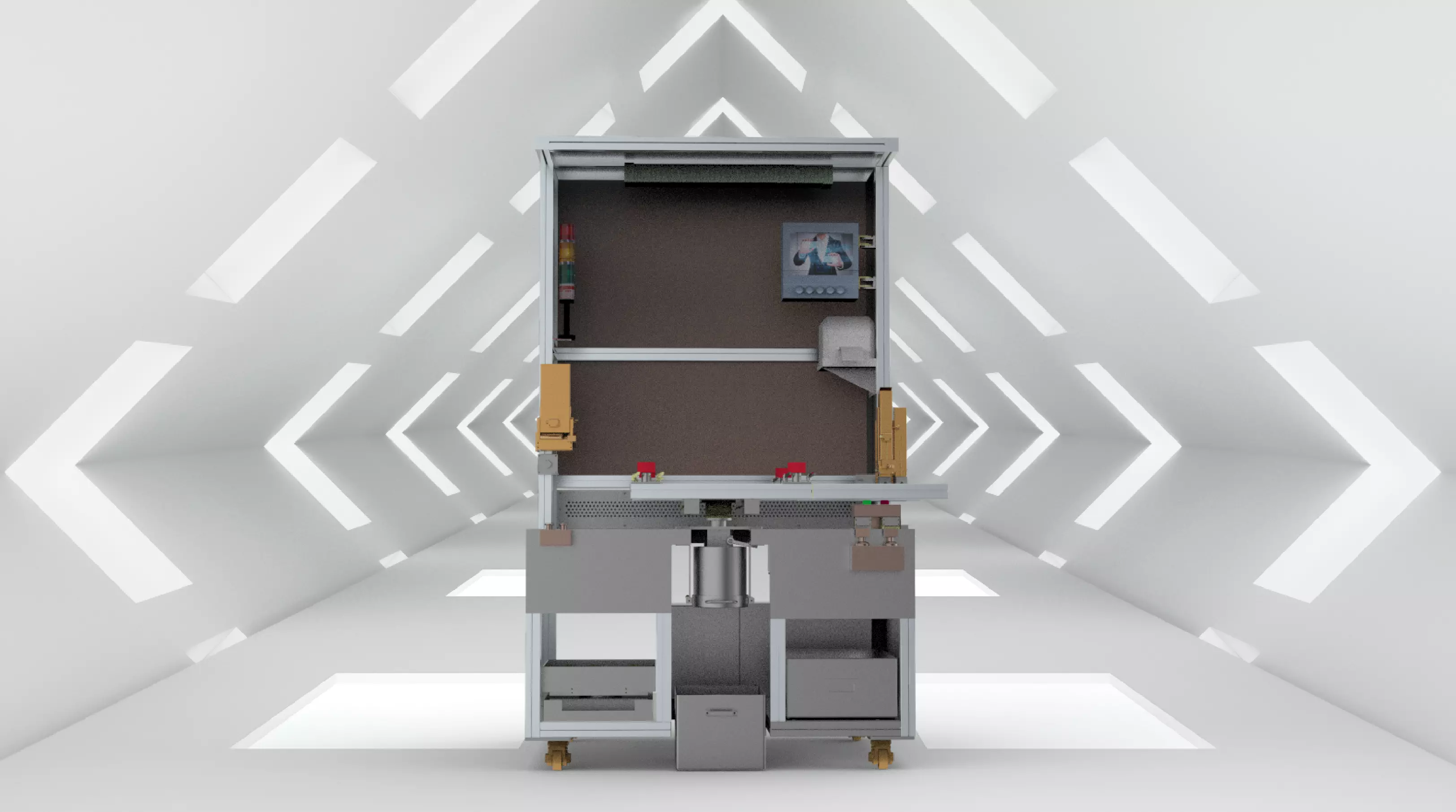 Spraying-manual-table electronic machine with computer 3D model