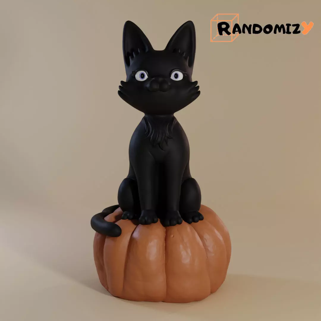 Cat on a Pumpkin 3D print model_0