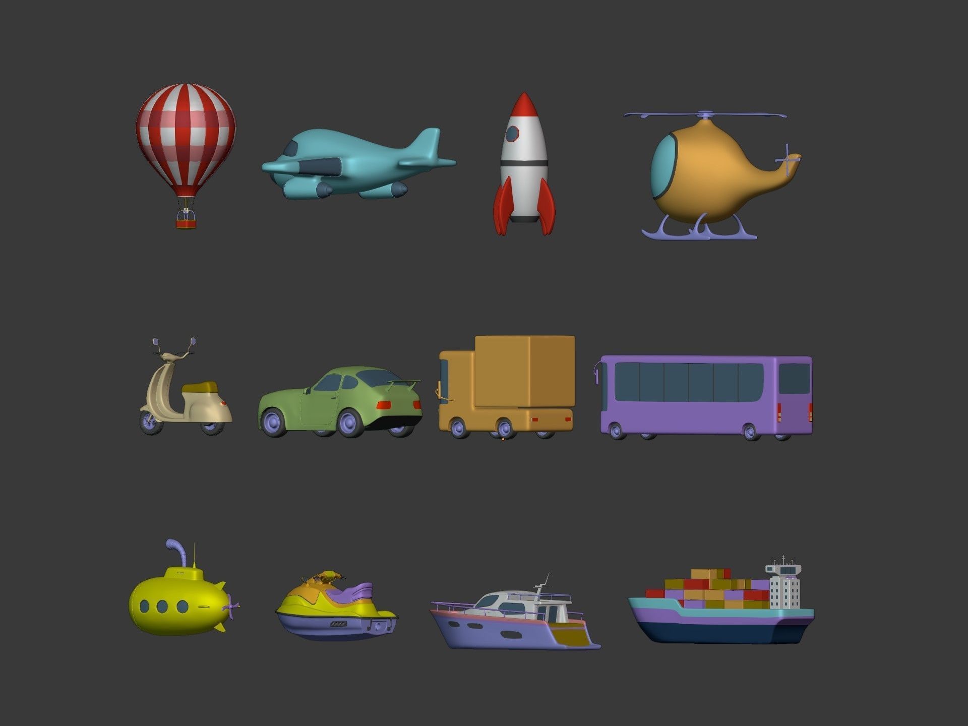 Cartoon Vehicles  Low-poly 3D model_3