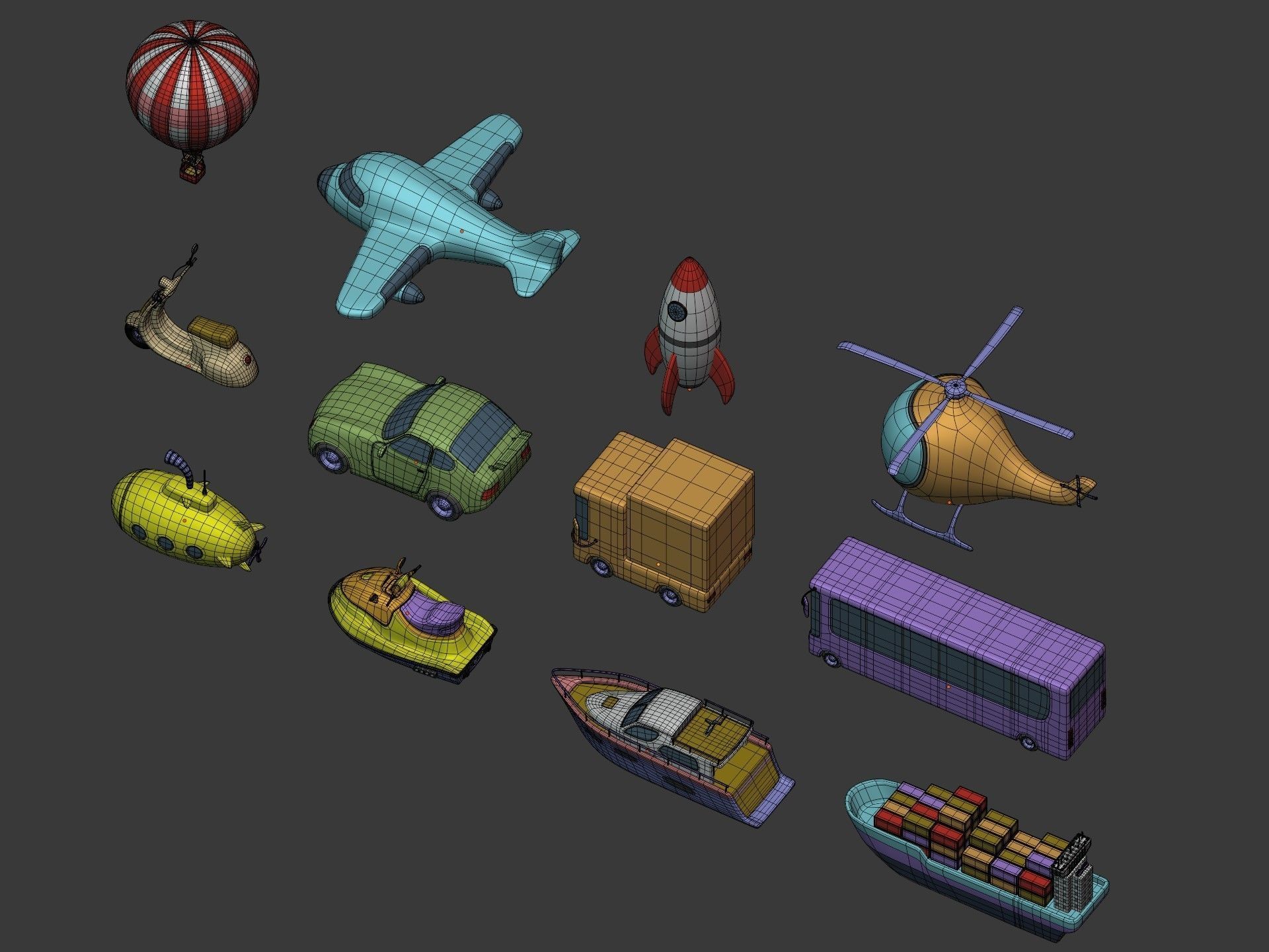 Cartoon Vehicles  Low-poly 3D model_6