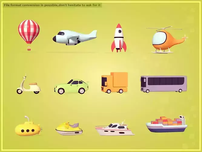 Cartoon Vehicles  Low-poly 3D model