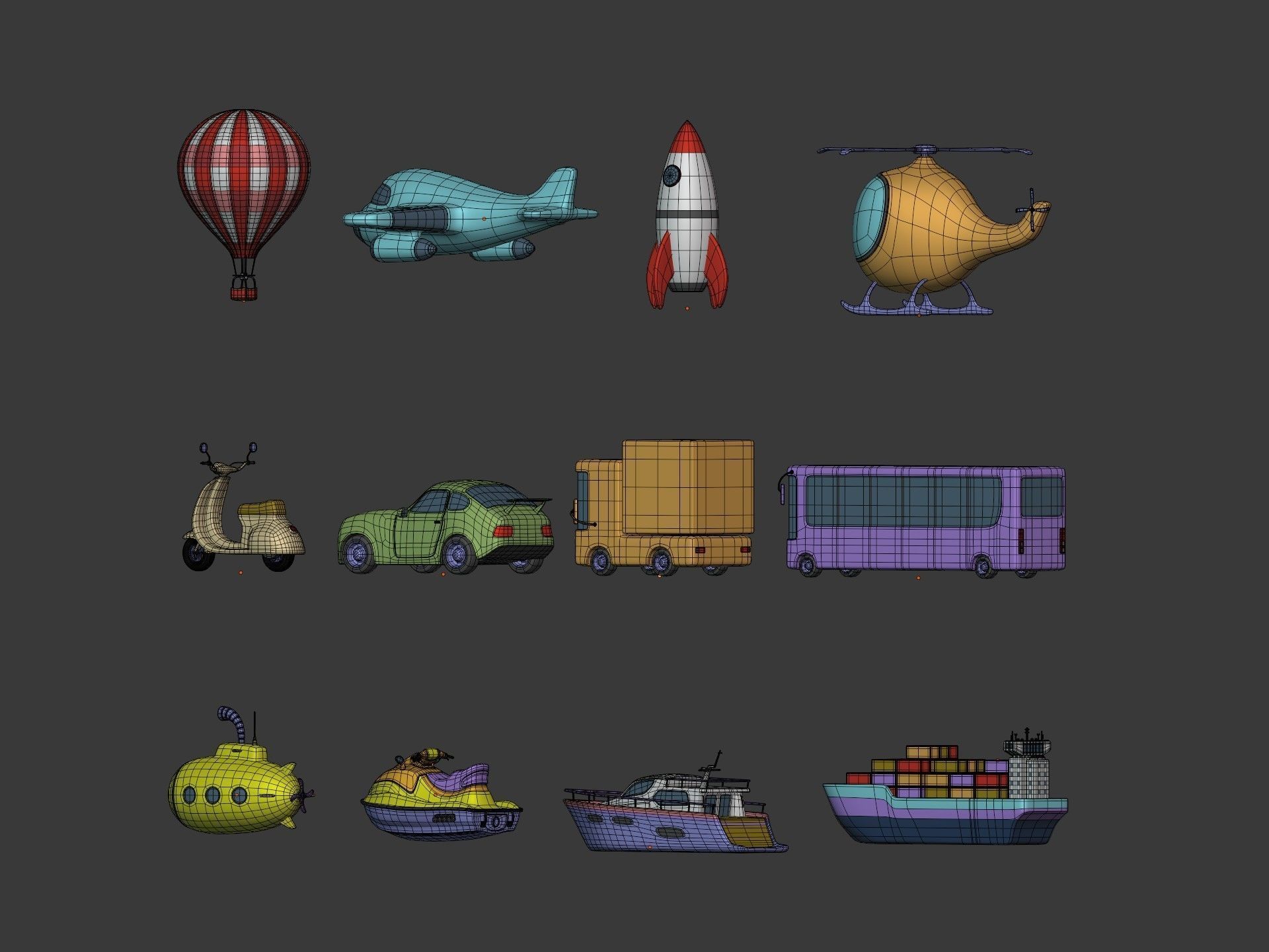 Cartoon Vehicles  Low-poly 3D model_4