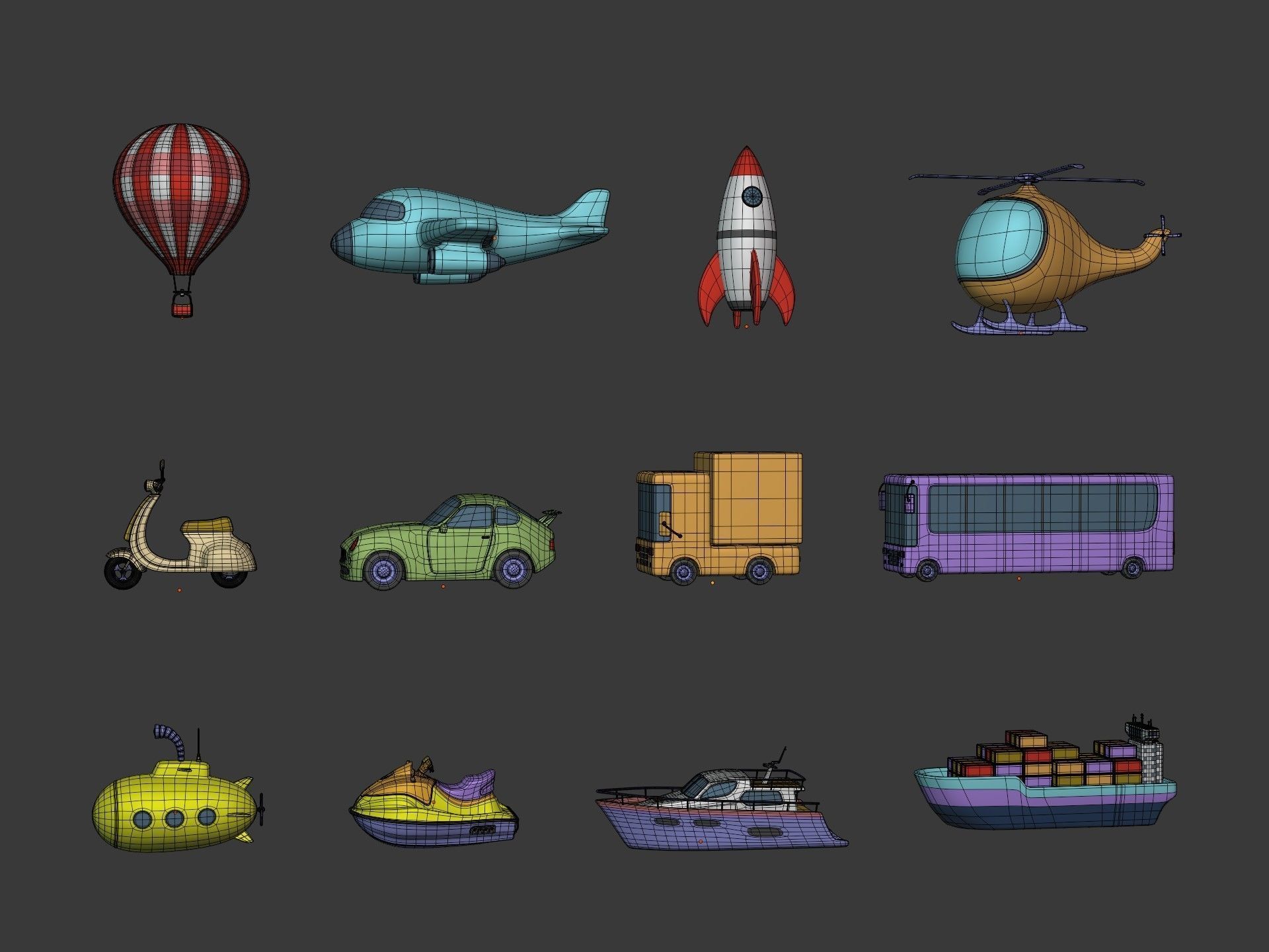 Cartoon Vehicles  Low-poly 3D model_2