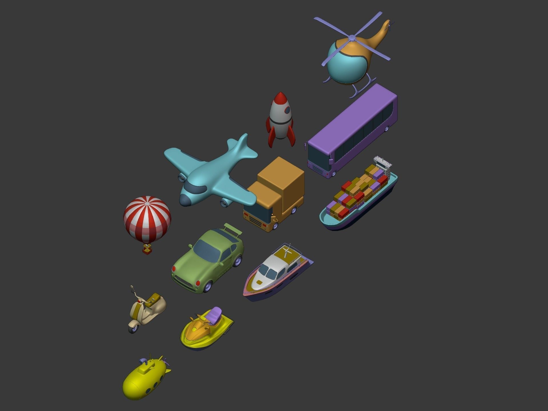 Cartoon Vehicles  Low-poly 3D model_9