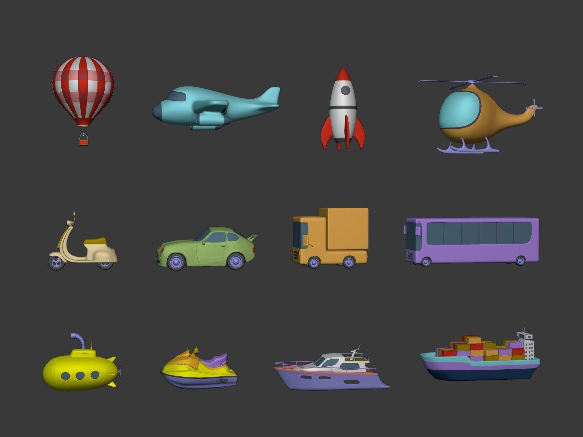 Cartoon Vehicles  Low-poly 3D model_1