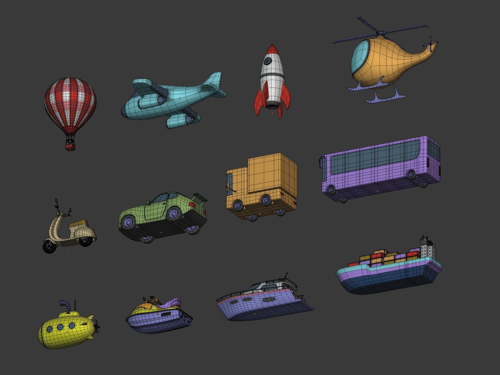 Cartoon Vehicles  Low-poly 3D model_8