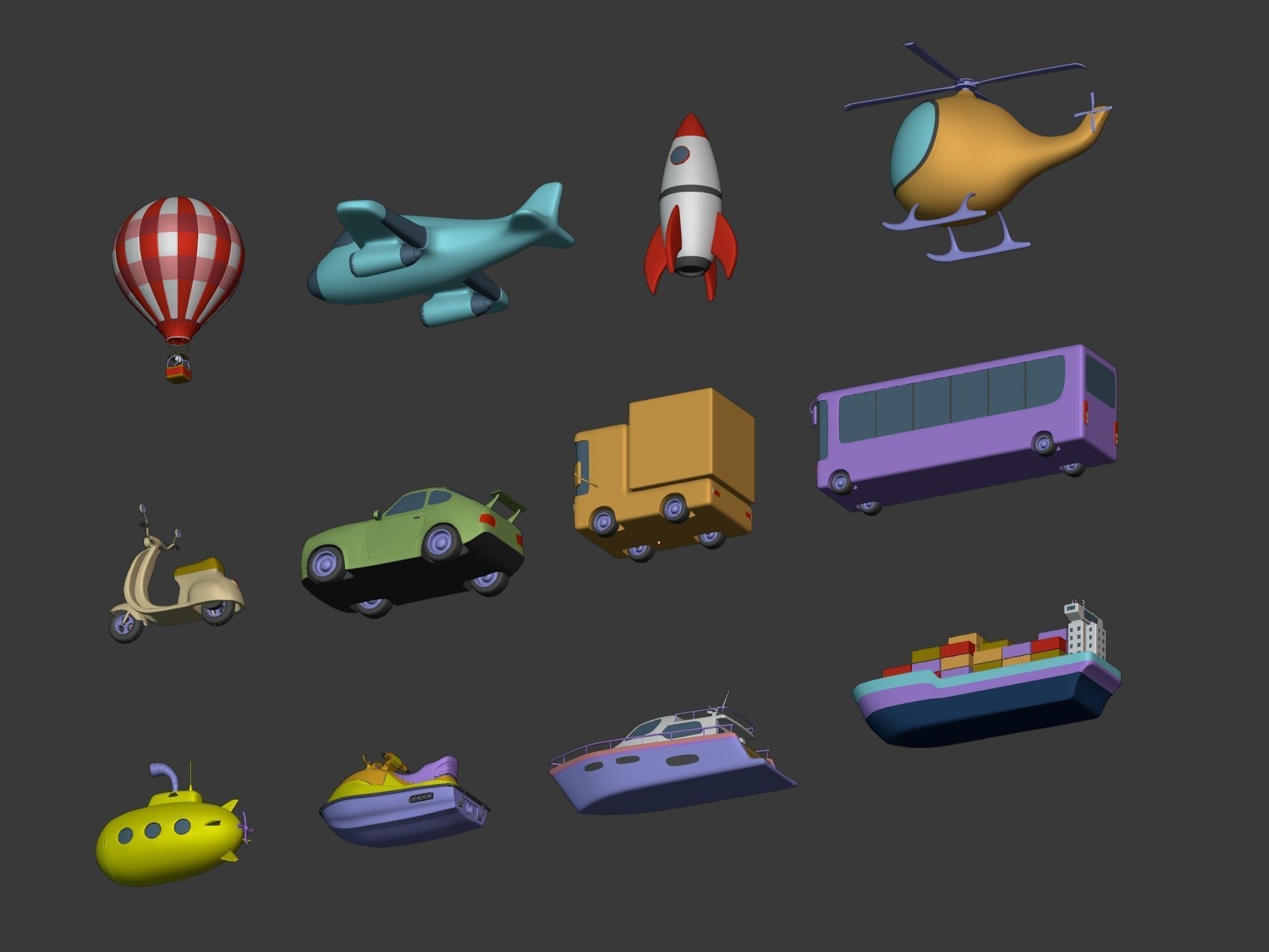 Cartoon Vehicles  Low-poly 3D model_7