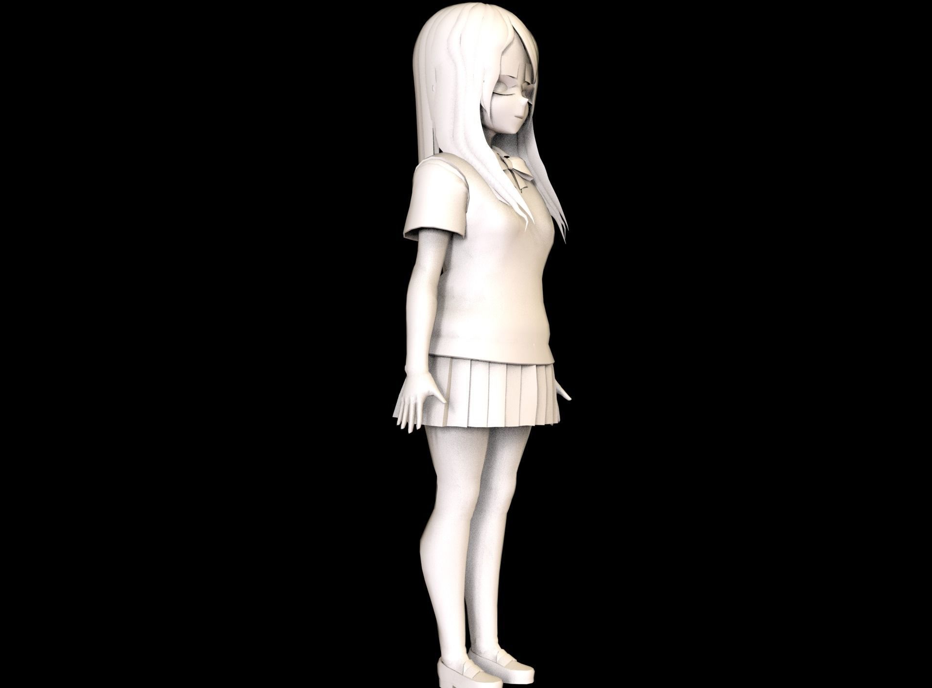 game ready Low Poly Anime Character 11 Low-poly 3D model_7