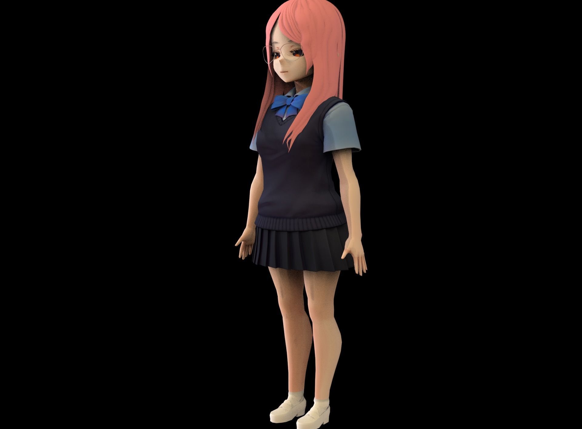 game ready Low Poly Anime Character 11 Low-poly 3D model_5