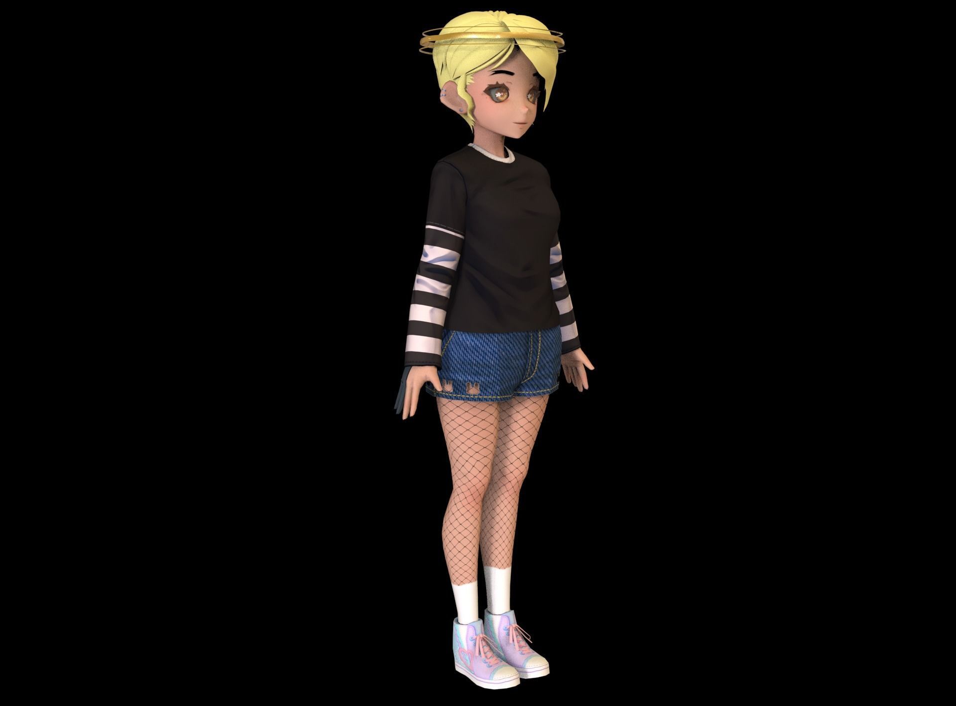 game ready Low Poly Anime Character 12 Low-poly 3D model_2