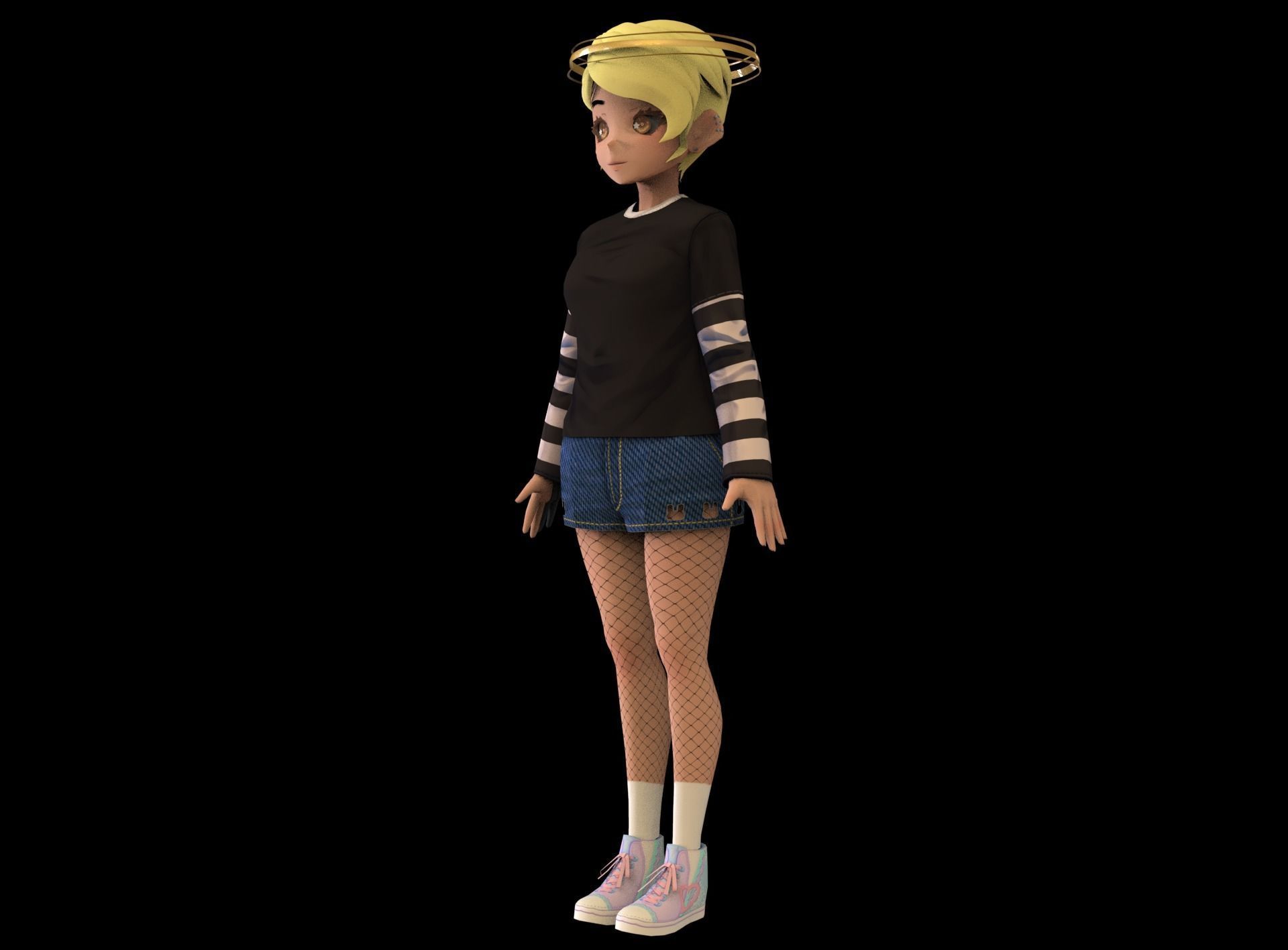 game ready Low Poly Anime Character 12 Low-poly 3D model_5