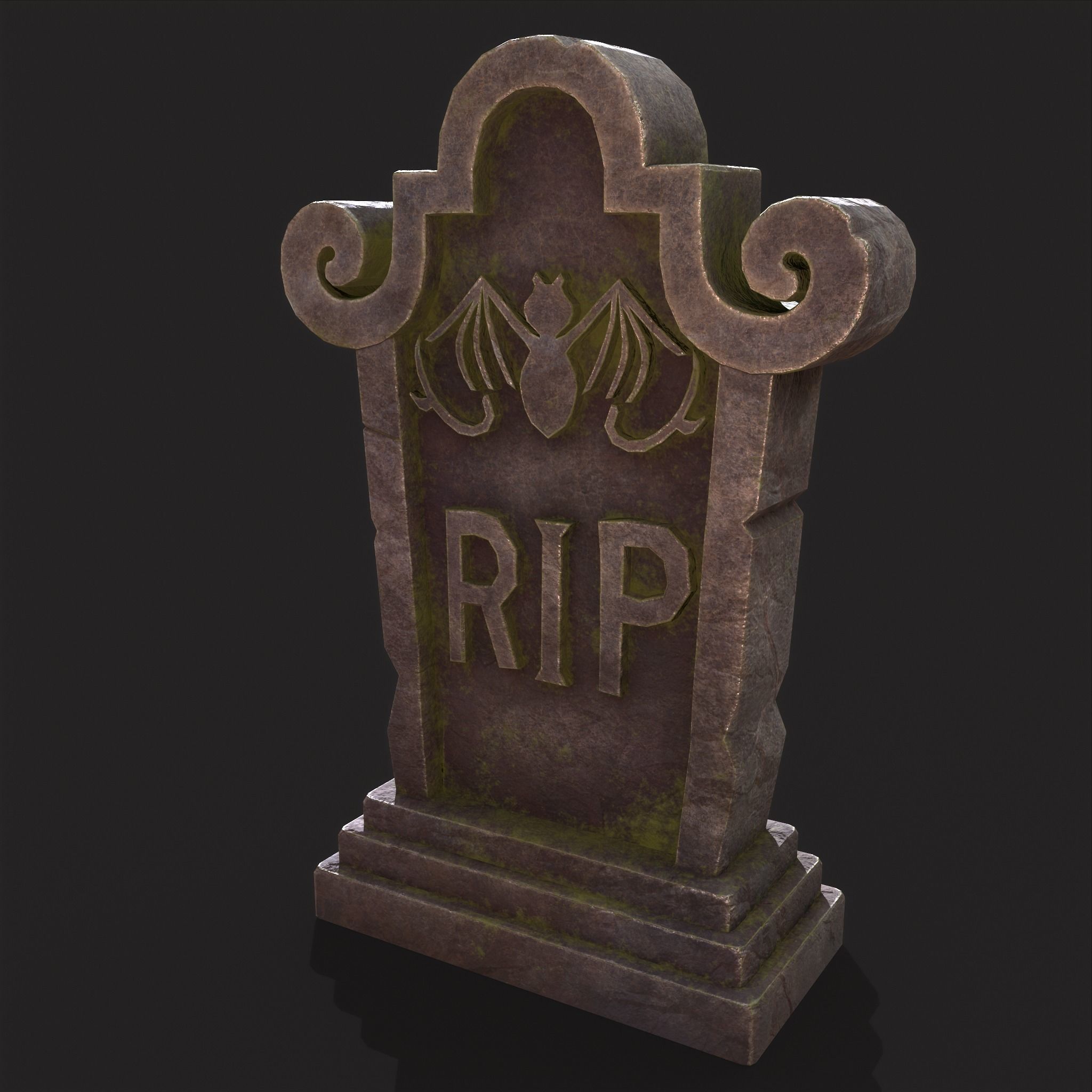 RIP Grave Stone Low-poly 3D model_2