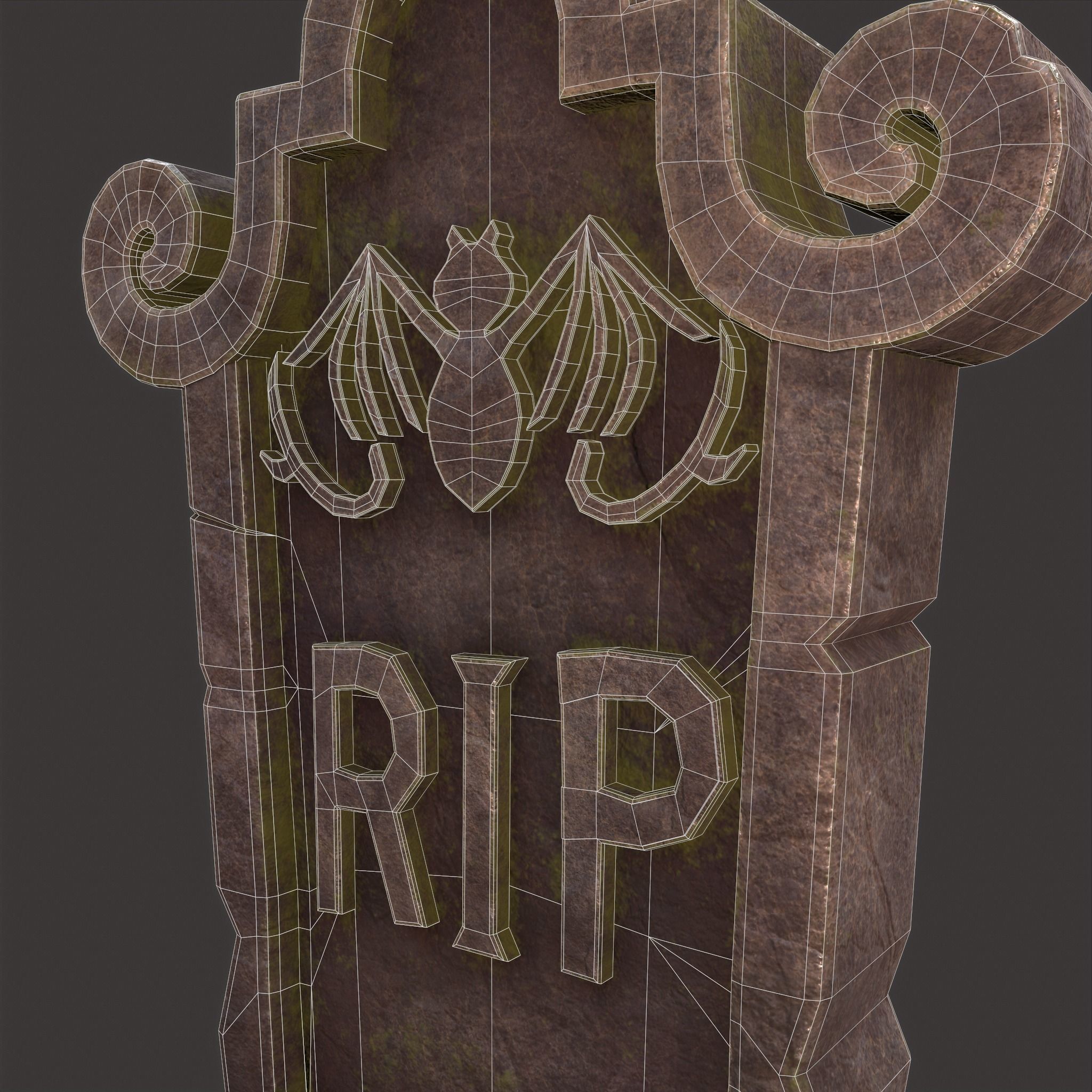 RIP Grave Stone Low-poly 3D model_29
