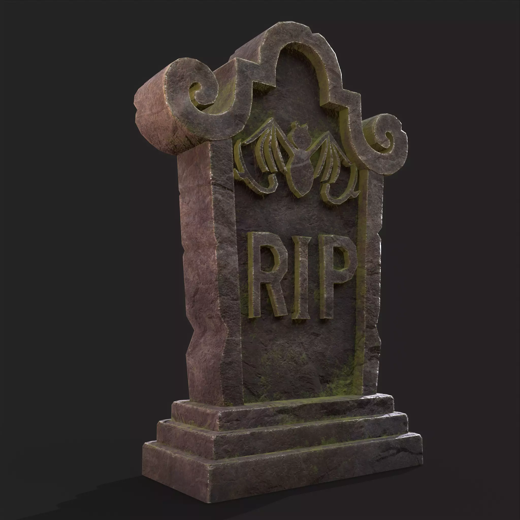 RIP Grave Stone Low-poly 3D model_0