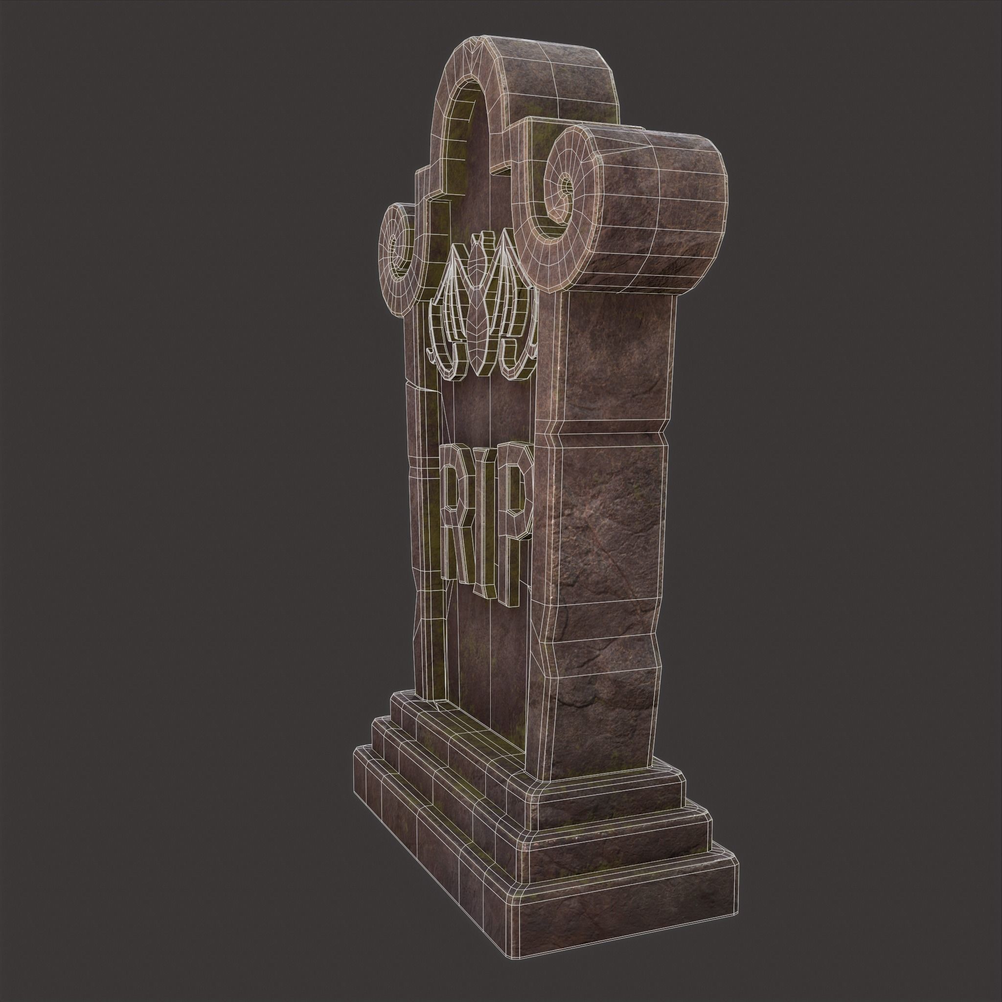 RIP Grave Stone Low-poly 3D model_28