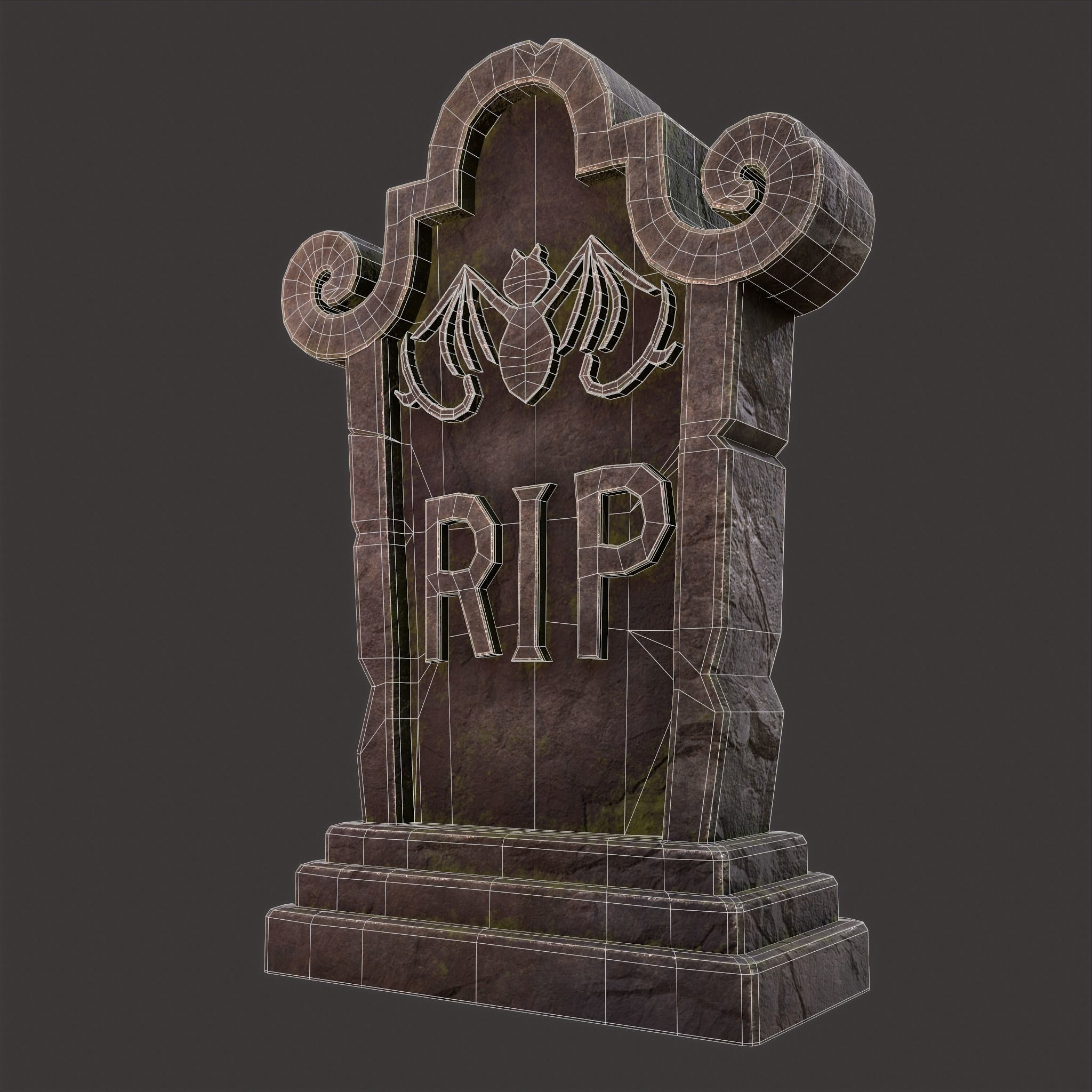 RIP Grave Stone Low-poly 3D model_22