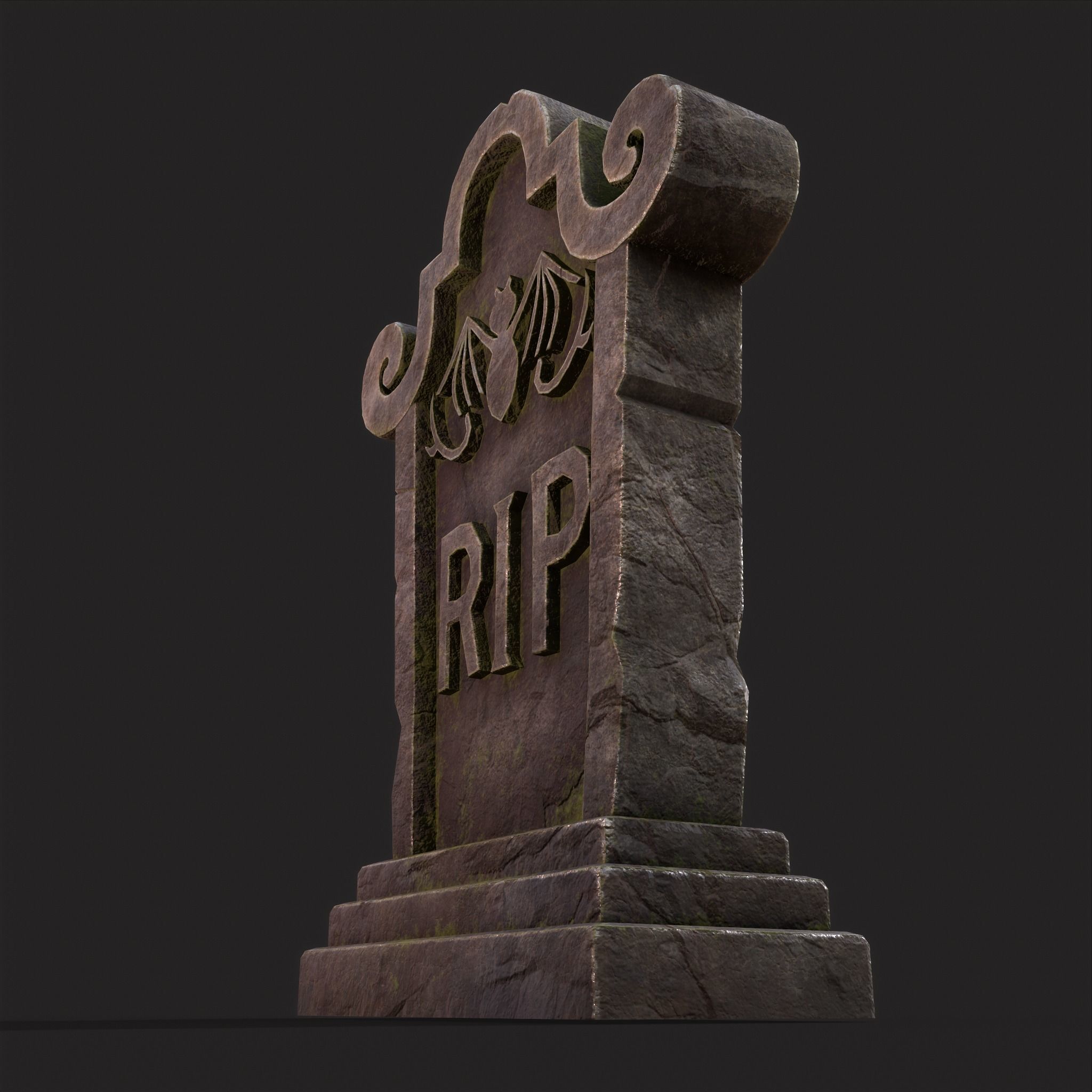 RIP Grave Stone Low-poly 3D model_16
