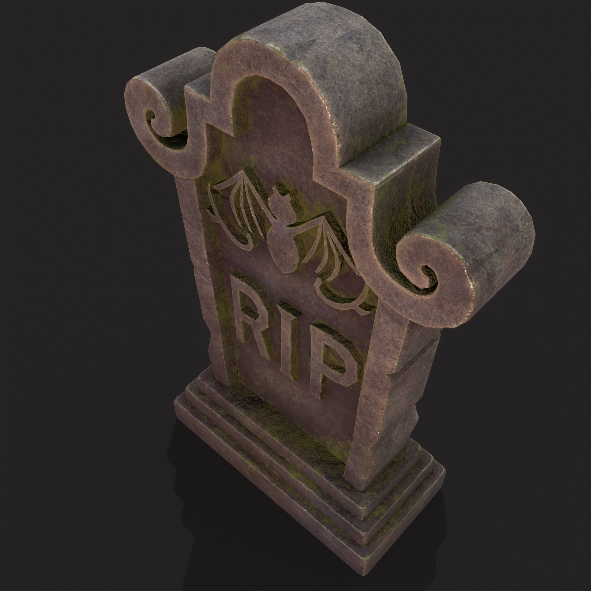 RIP Grave Stone Low-poly 3D model_12