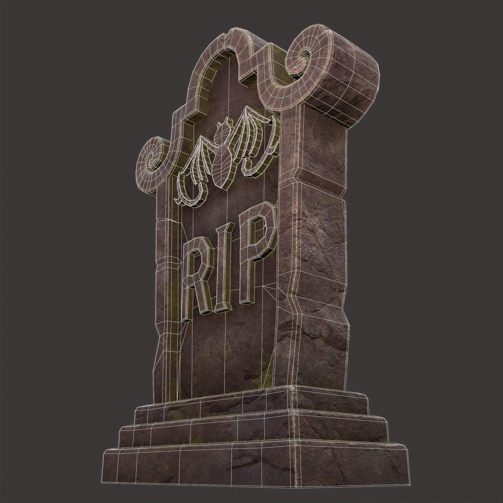RIP Grave Stone Low-poly 3D model_32