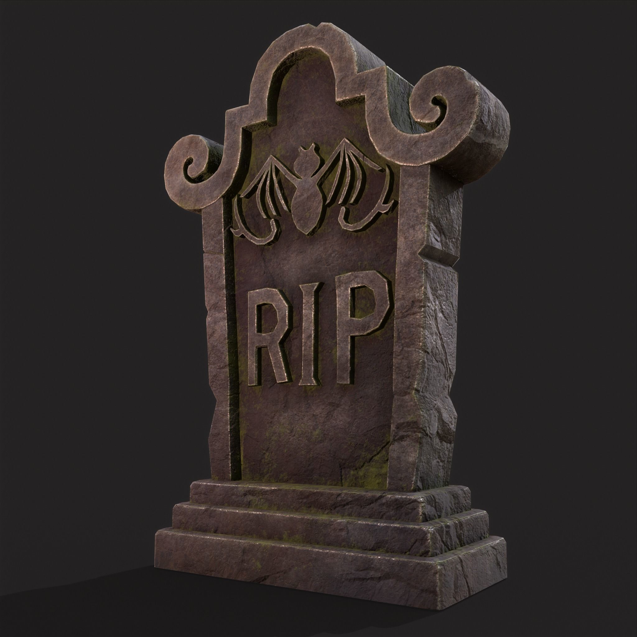 RIP Grave Stone Low-poly 3D model_34