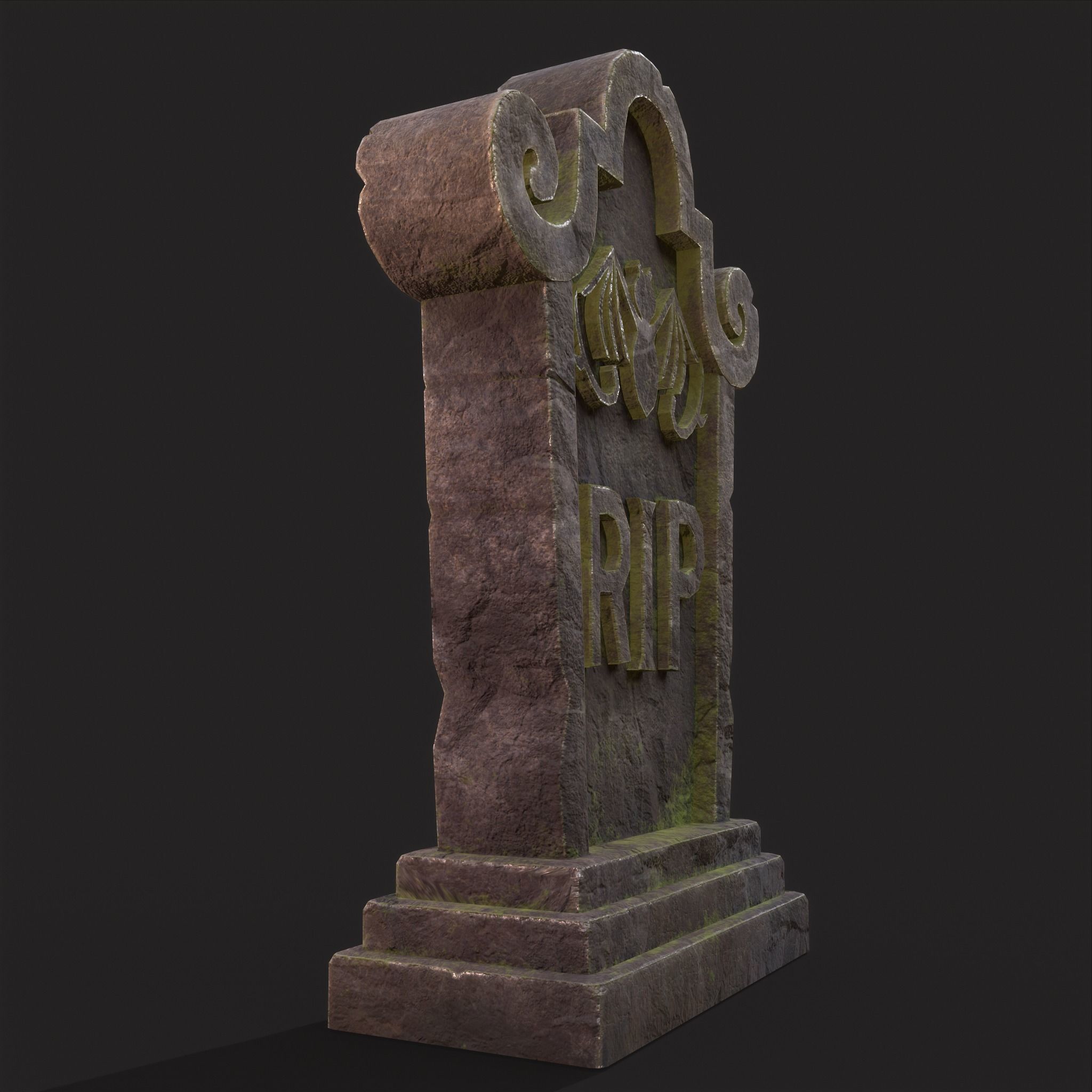 RIP Grave Stone Low-poly 3D model_3