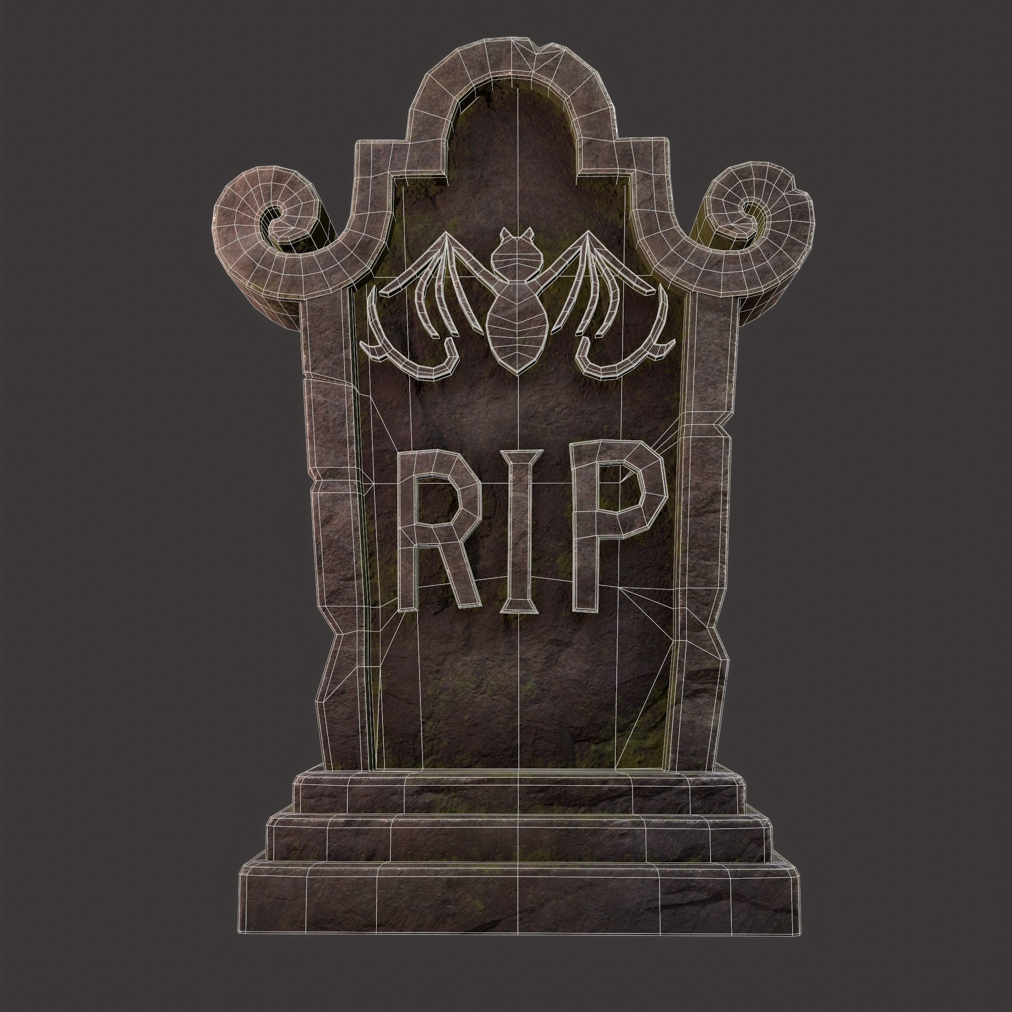 RIP Grave Stone Low-poly 3D model_23