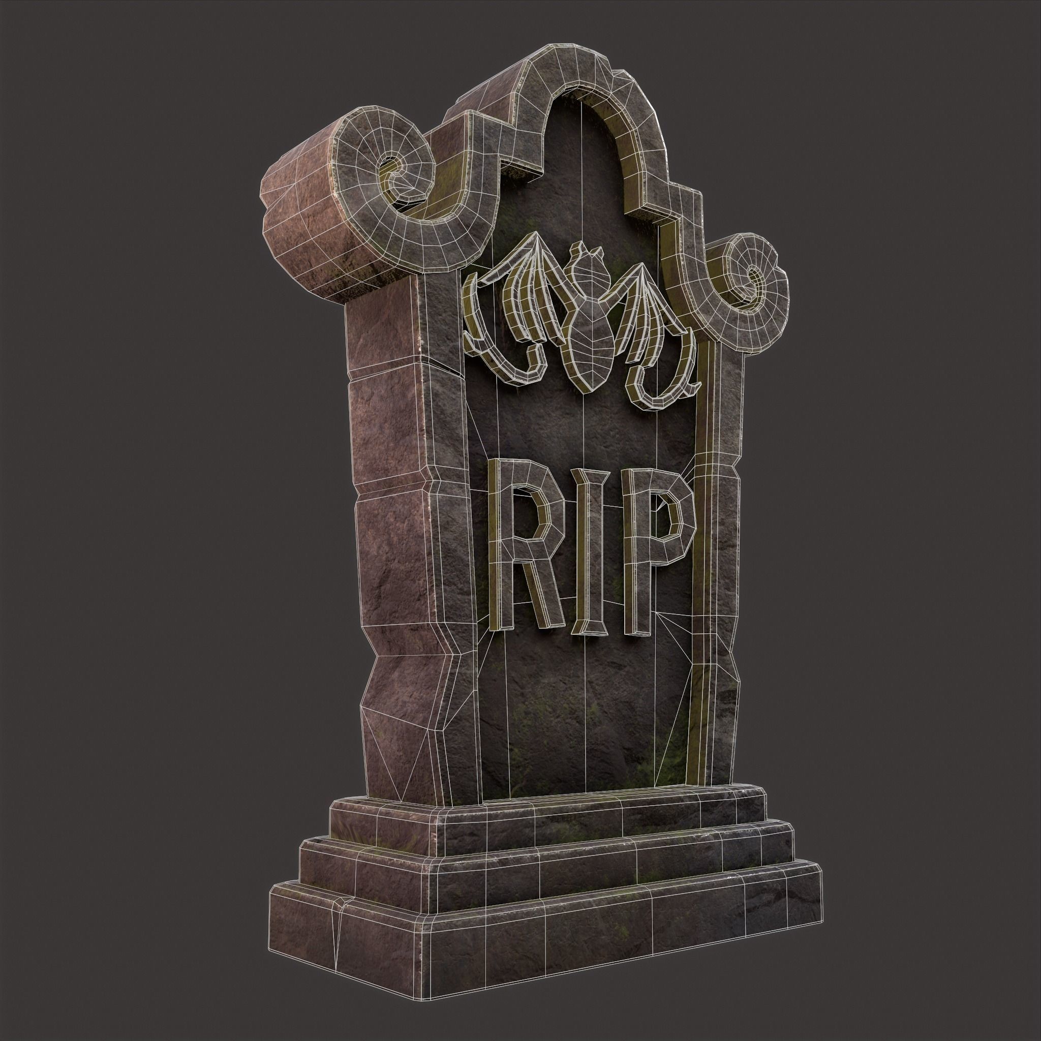 RIP Grave Stone Low-poly 3D model_24
