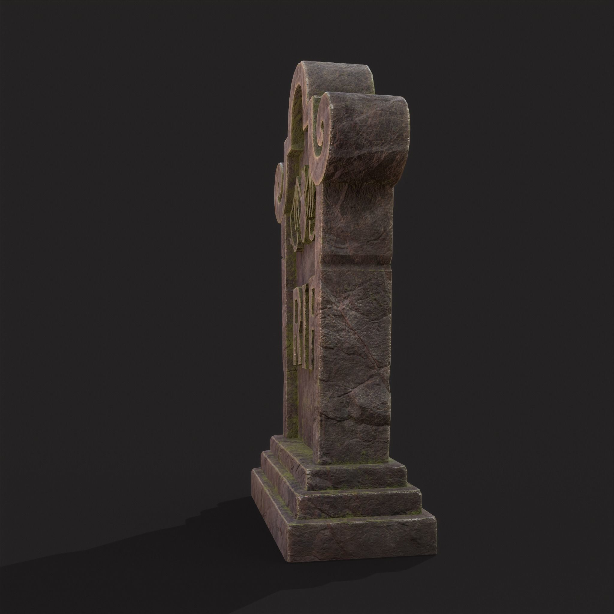 RIP Grave Stone Low-poly 3D model_11