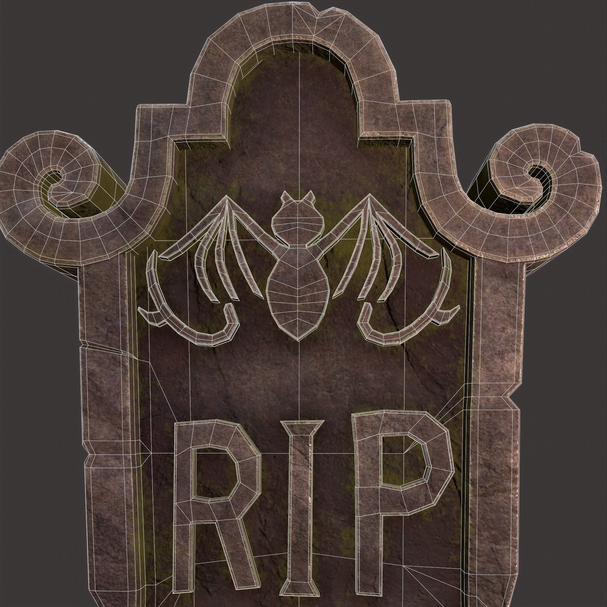 RIP Grave Stone Low-poly 3D model_30
