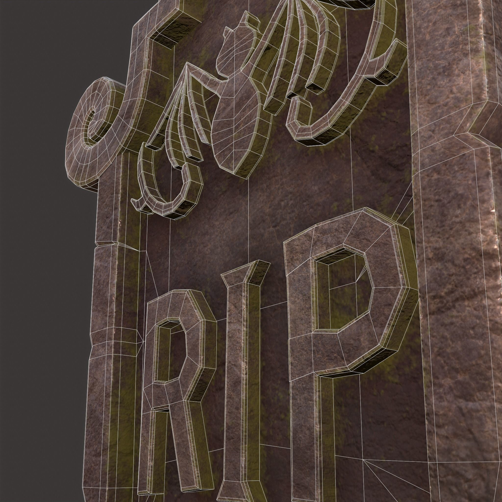 RIP Grave Stone Low-poly 3D model_31