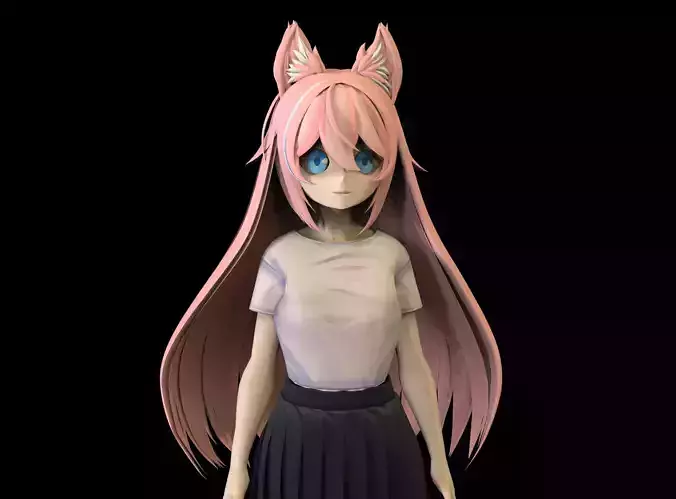 game ready Low Poly Anime Character 14 Low-poly 3D model