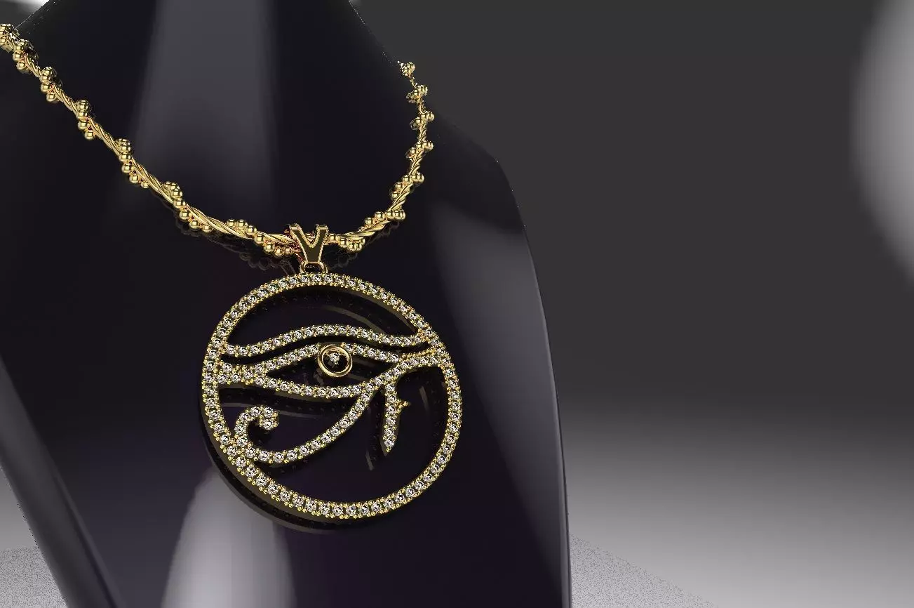 Premium HIP Hop Pendant Eye Of Horus Ankh Without Gold chain 3D print model