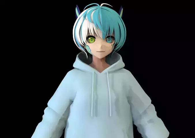 game ready Low Poly Anime Character 15 Low-poly 3D model